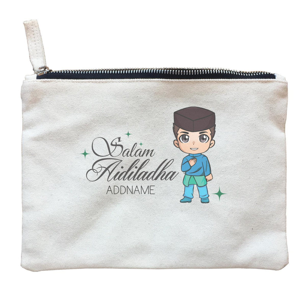 Raya Chibi Wishes Man Addname Wishes Salam Aidiladha Addname Zipper Pouch