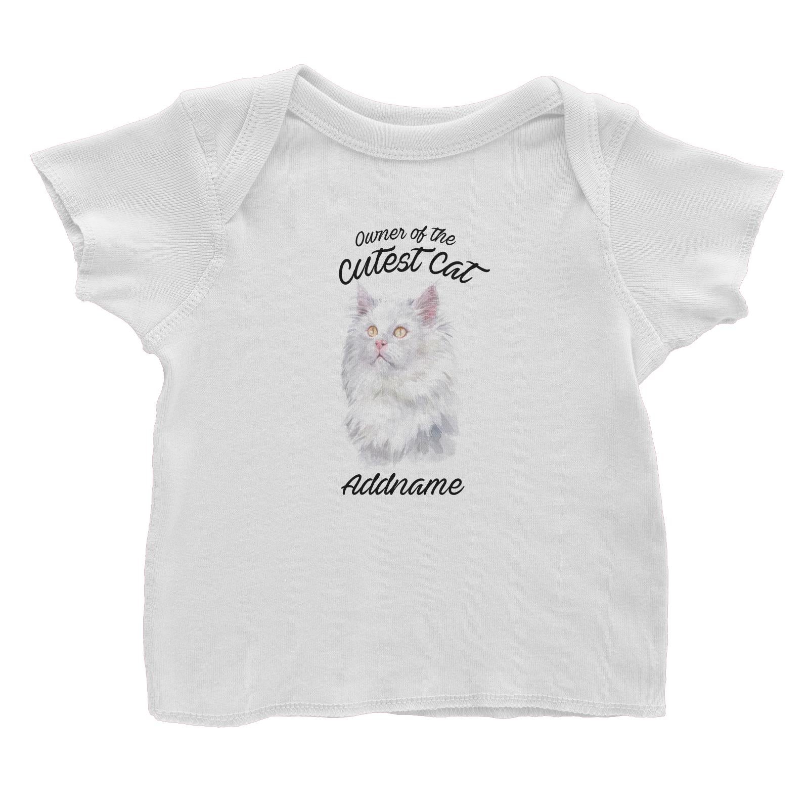 Watercolor Owner Of The Cutest Cat Deutsch Langhaar Katzen Addname Baby T-Shirt