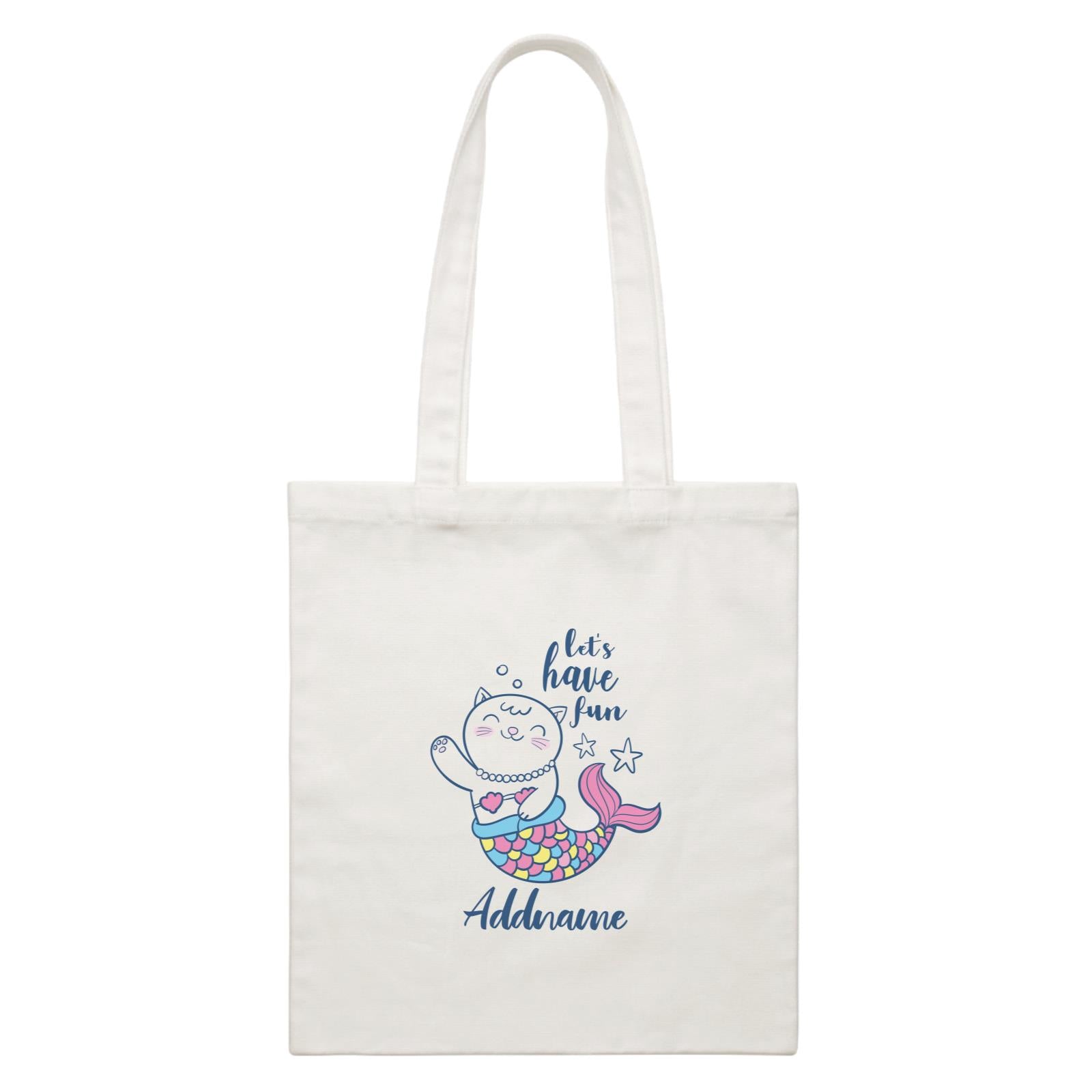 Cool Cute Animals Cats Let's Have Fun Addname White Canvas Bag