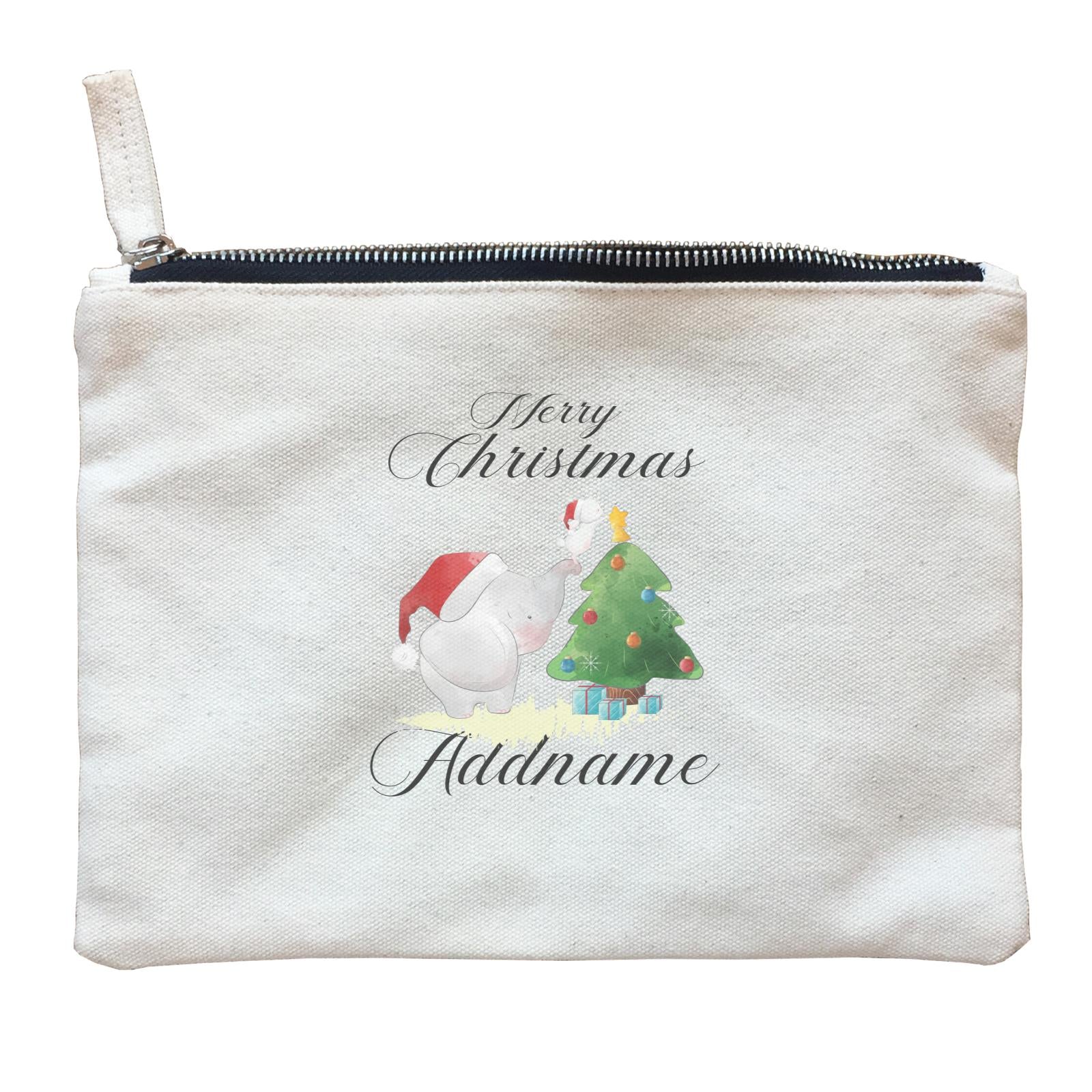 Christmas Cute Elephant Merry Christmas Addname Zipper Pouch