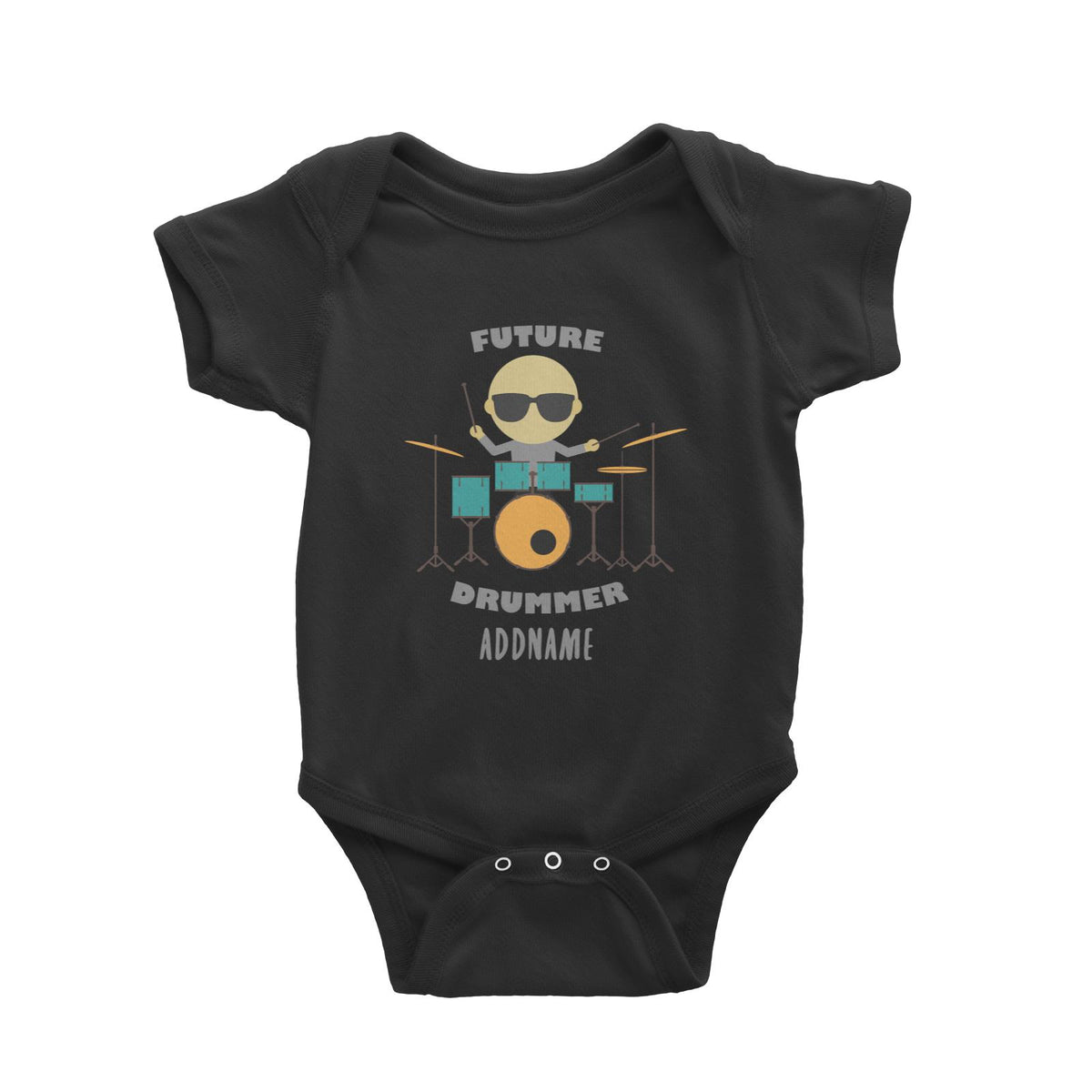 Future Drummer Addname Baby Romper Personalizable Designs Basic Newborn