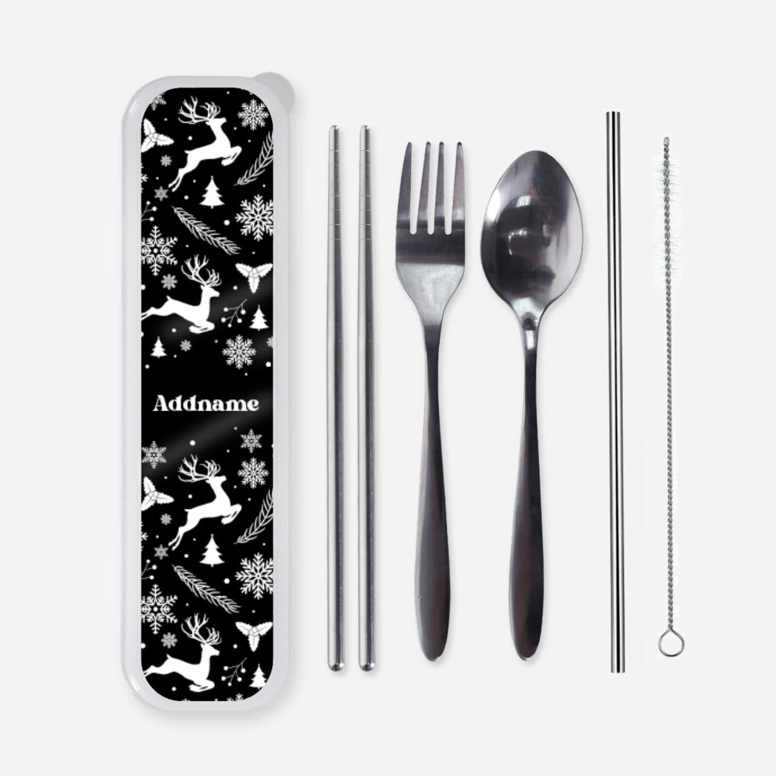 Christmas Series Cutlery - Jubilant Reindeers Black
