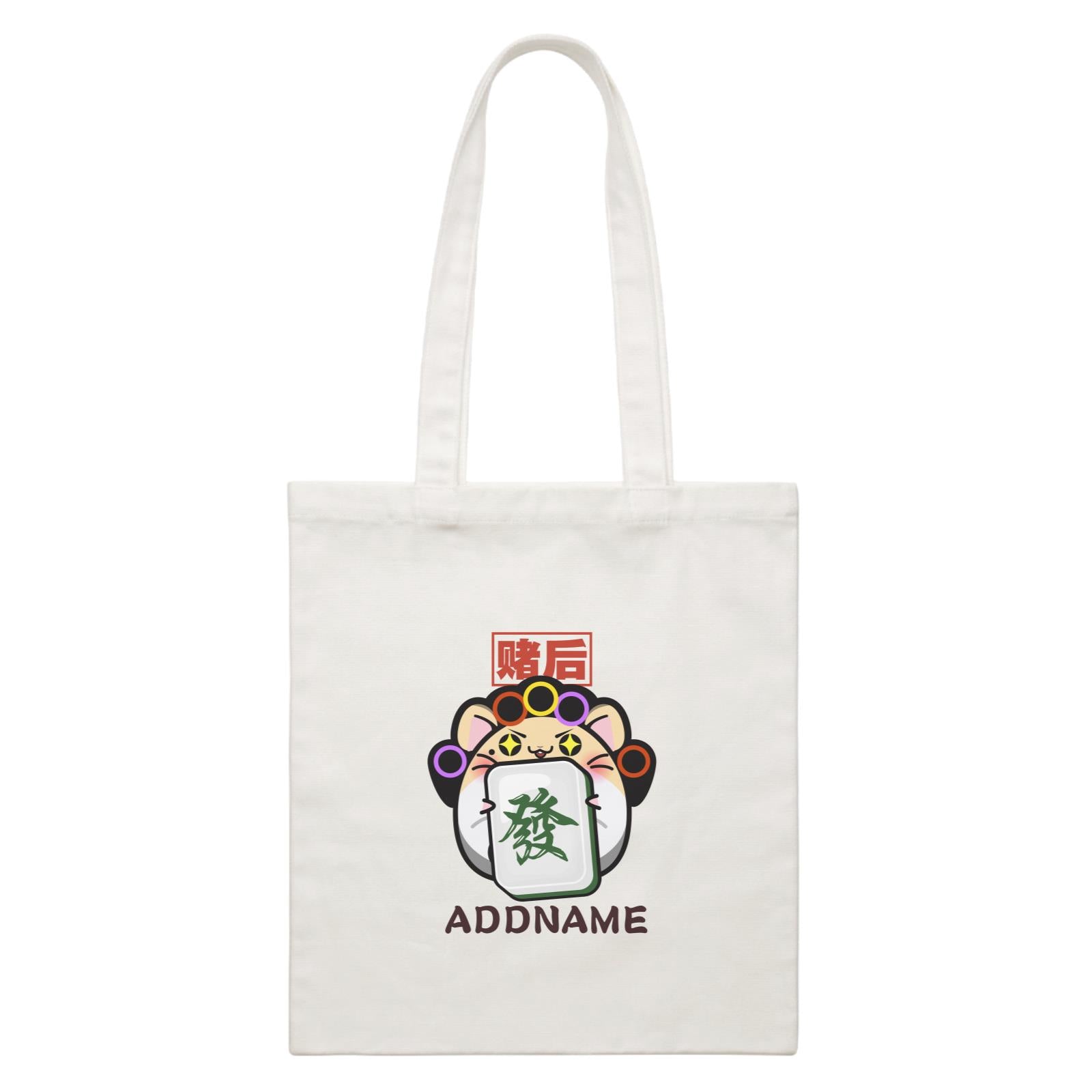 Prosperous Mouse Series Aunty Fa The Mahjong Queen Accessories White Canvas Bag