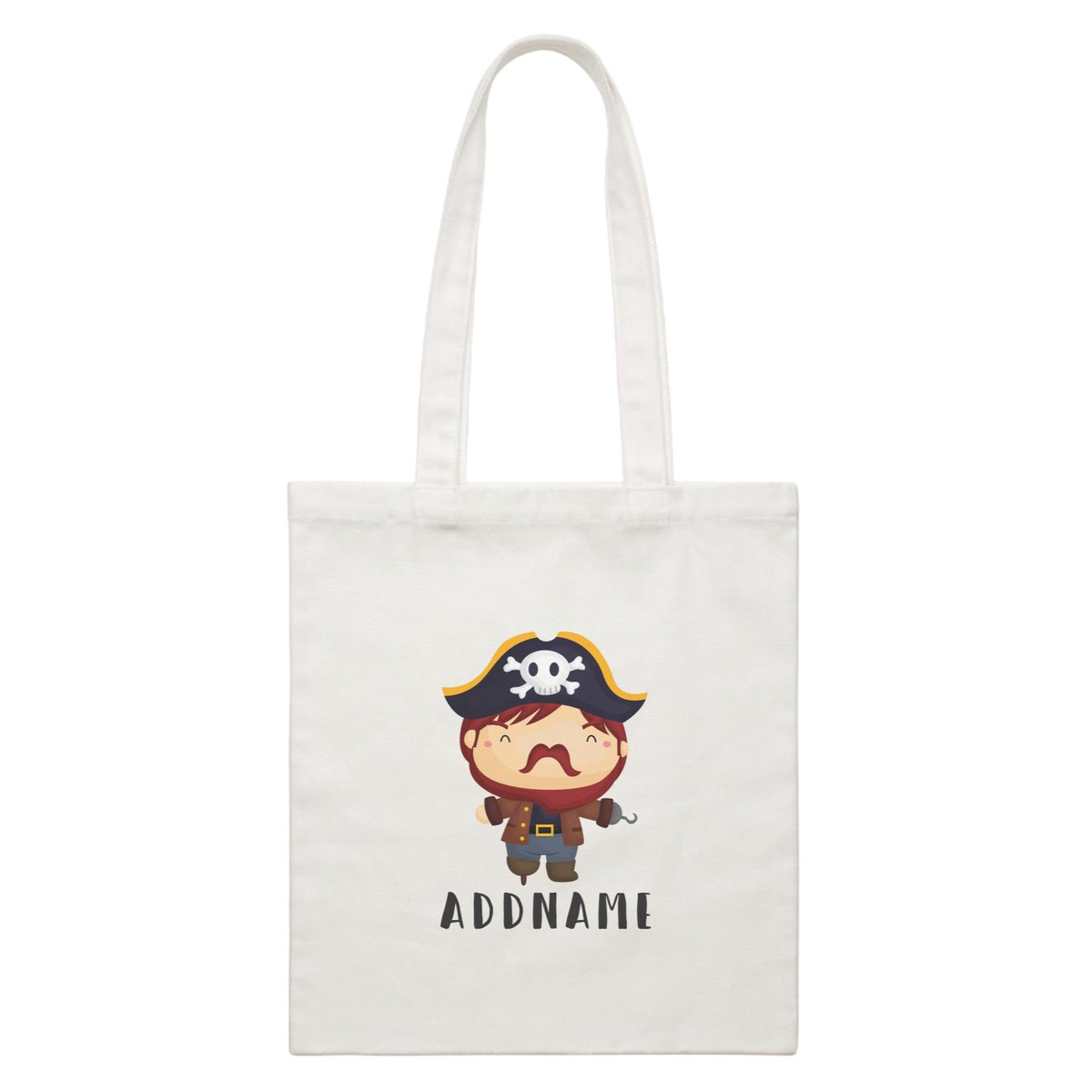 Birthday Pirate Happy Captain Boy Addname White Canvas Bag