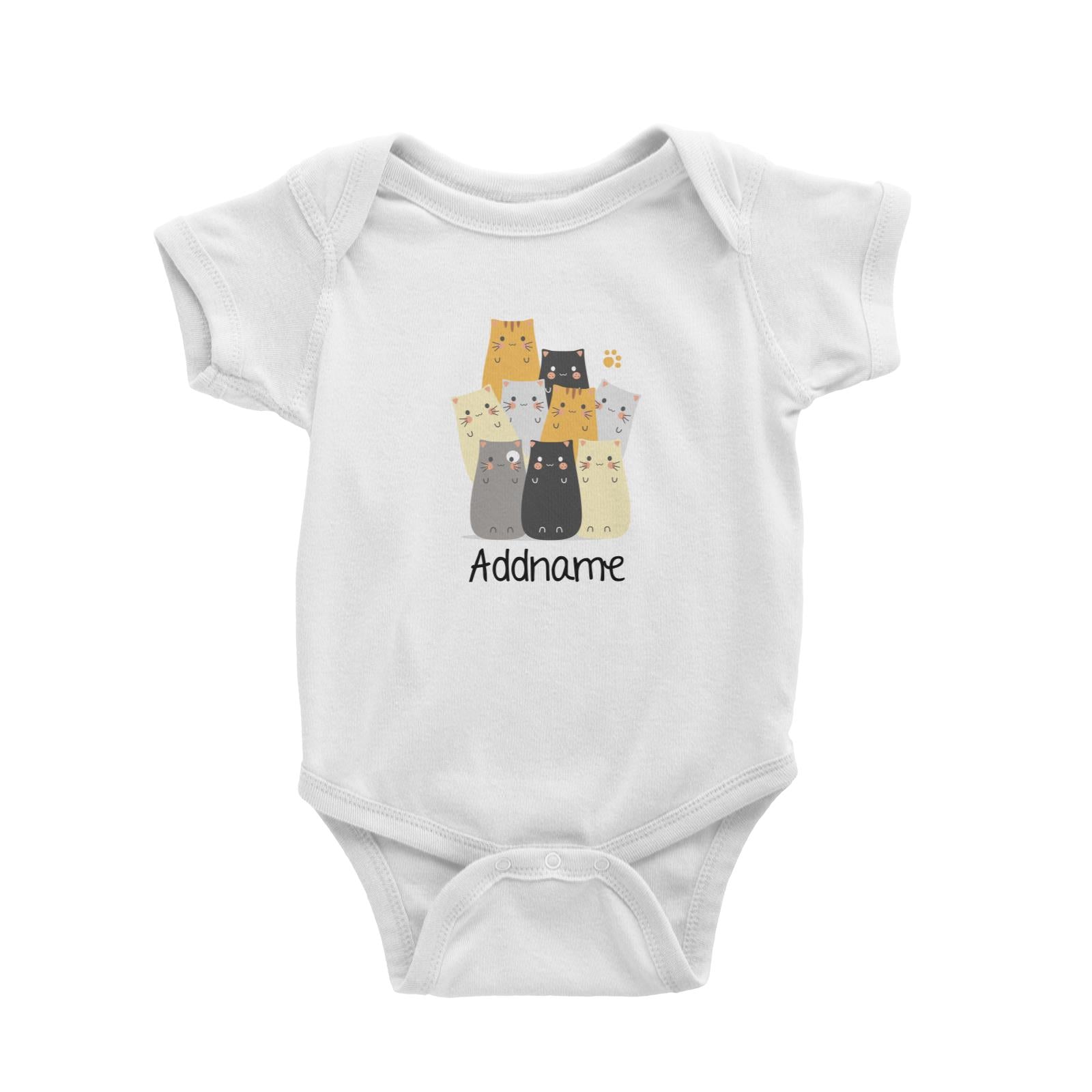 Cute Animals And Friends Series Cute Long Cats Group Addname Baby Romper