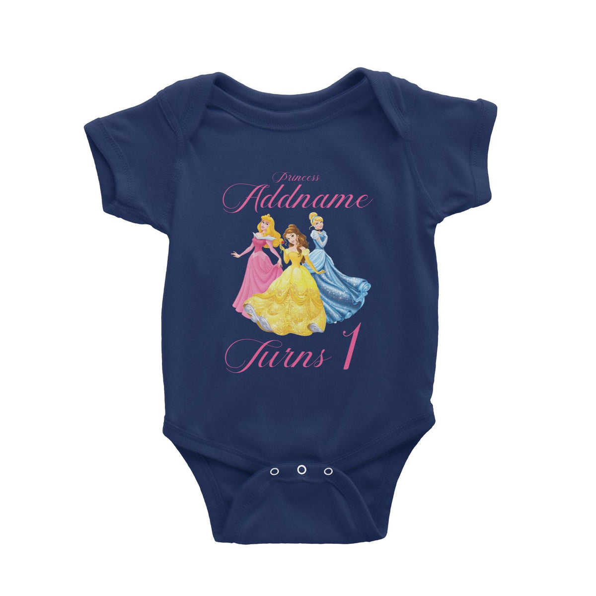 Princess Addname Birthday Theme Personalizable with Name and Number Baby Romper