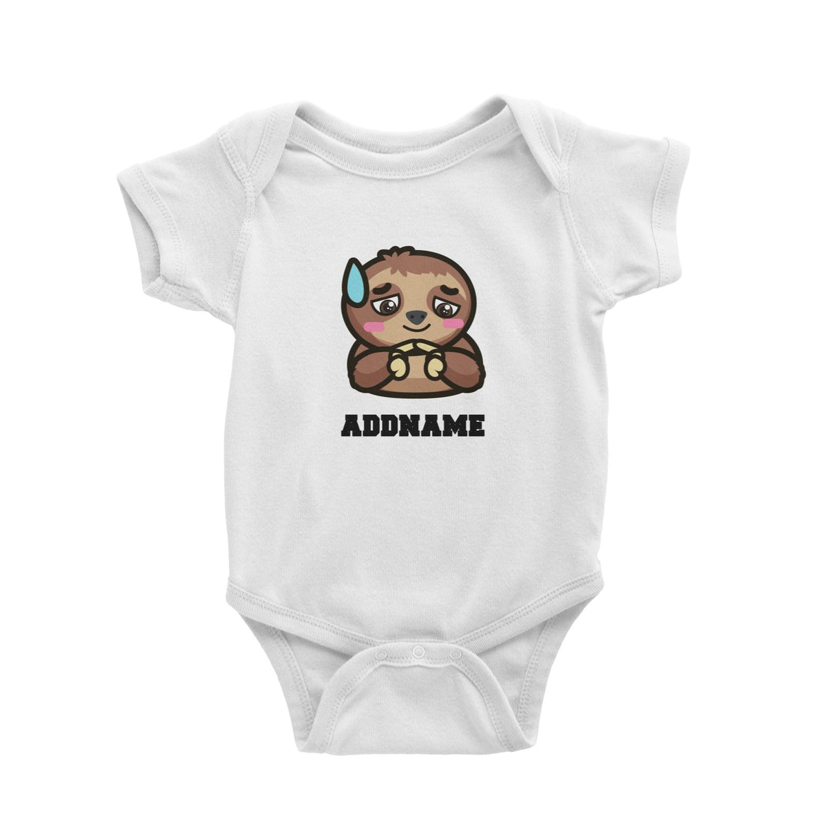 Shy Sloth White Baby Romper