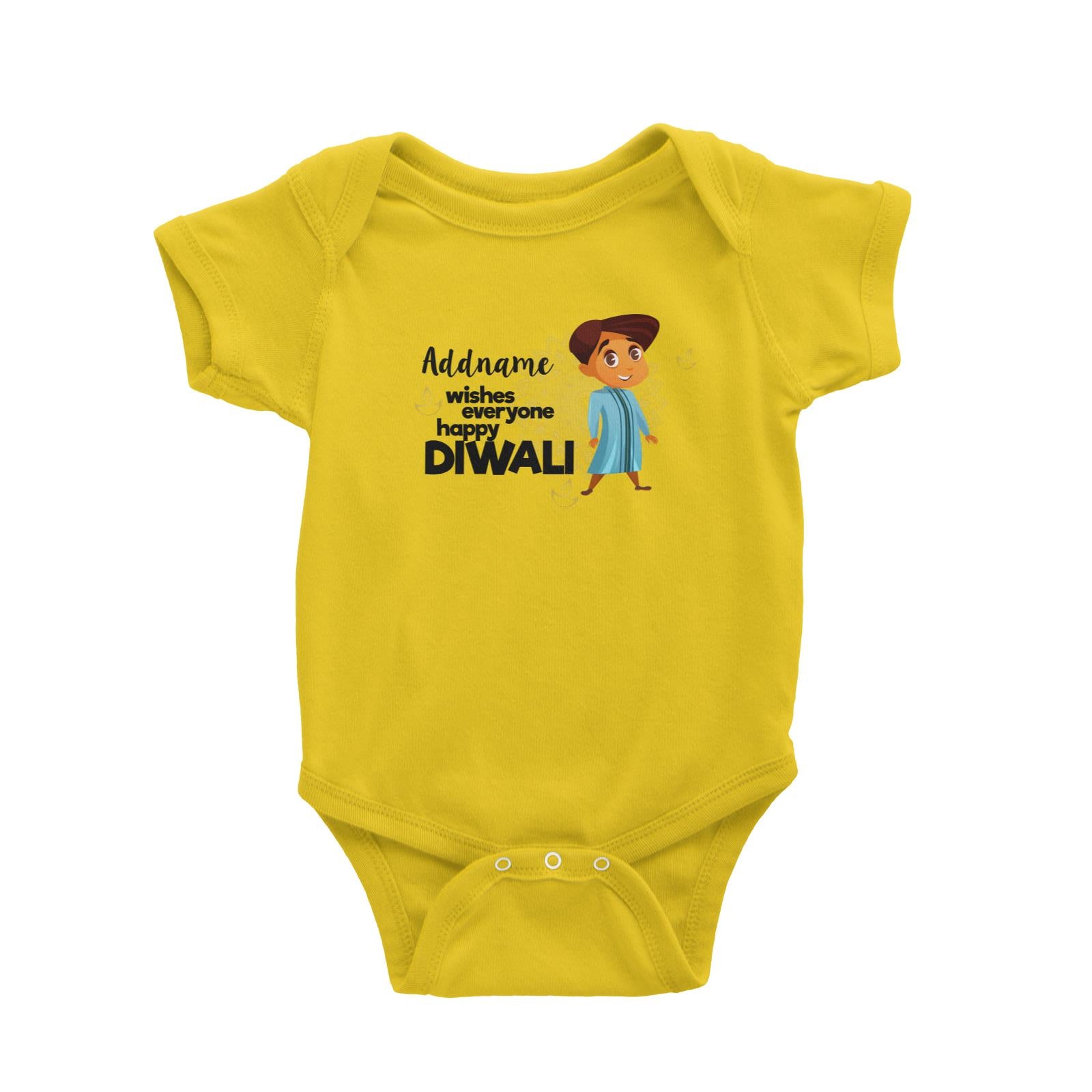 Cute Boy Wishes Everyone Happy Diwali Addname Baby Romper