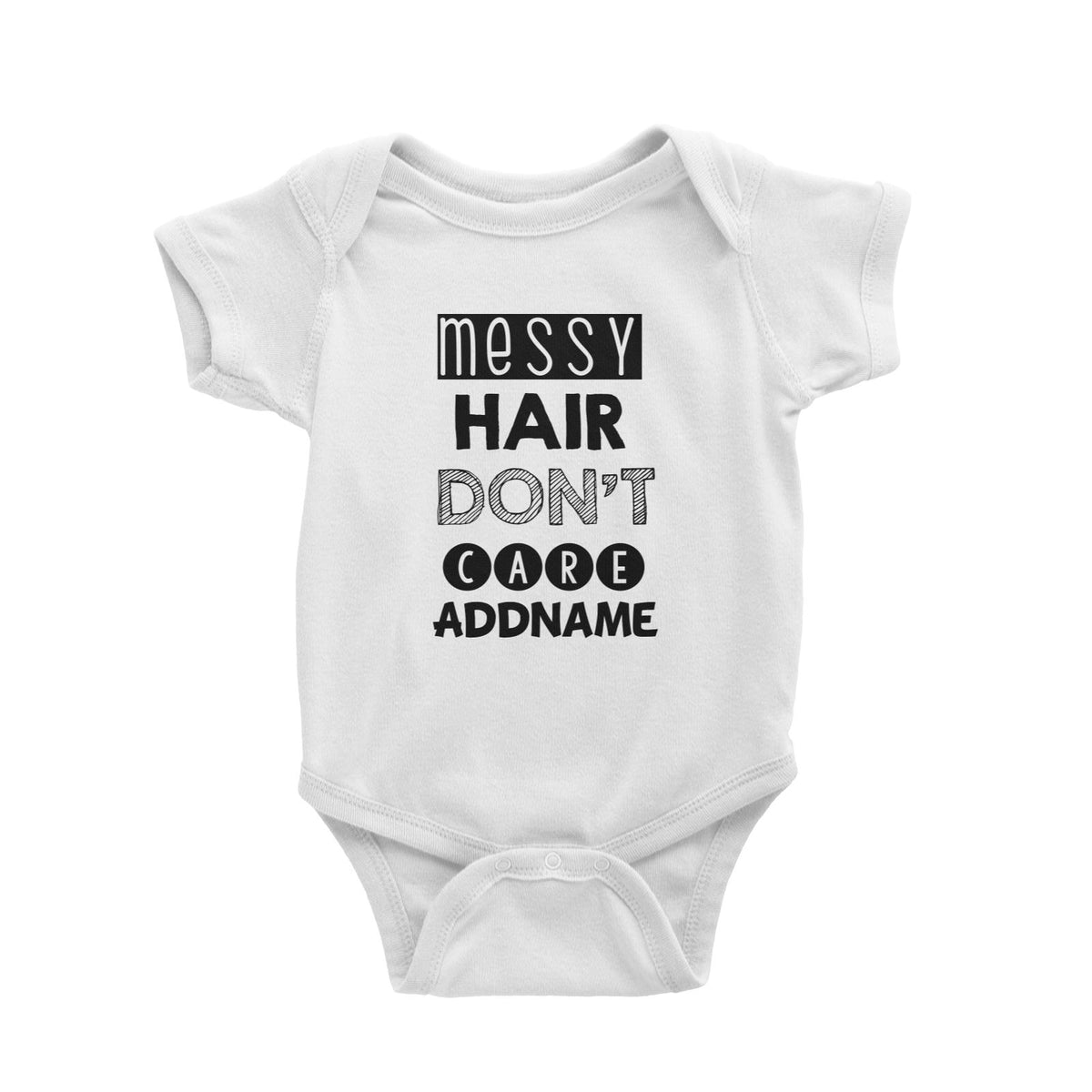 Messy Hair Don't Care White Baby Romper