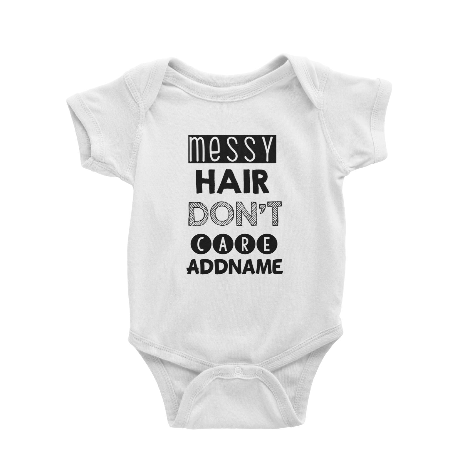 Messy Hair Don't Care White Baby Romper