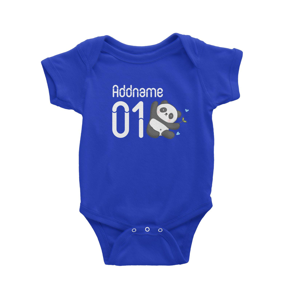 Name and Number Cute Hand Drawn Style Panda Baby Romper