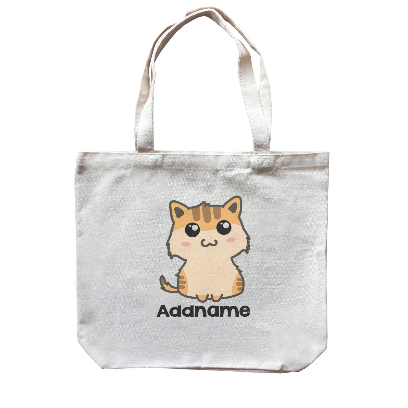 Drawn Adorable Cats Cream & Yellow Addname Canvas Bag