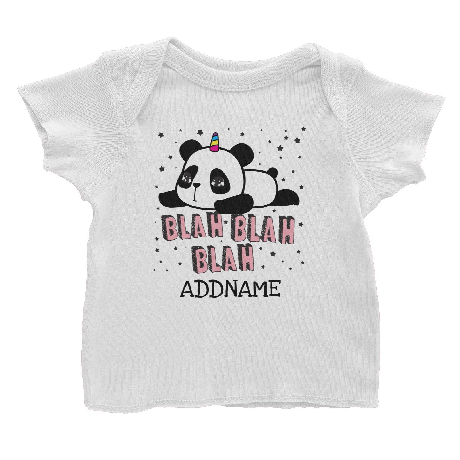 Unicorn Panda Blah Blah Blah Addname Baby T-Shirt