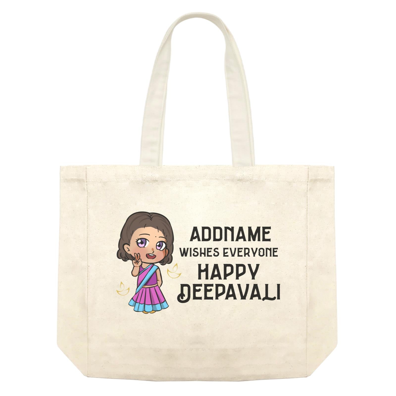 Deepavali Chibi Little Girl Addname Wishes Everyone Deepavali Shopping Bag