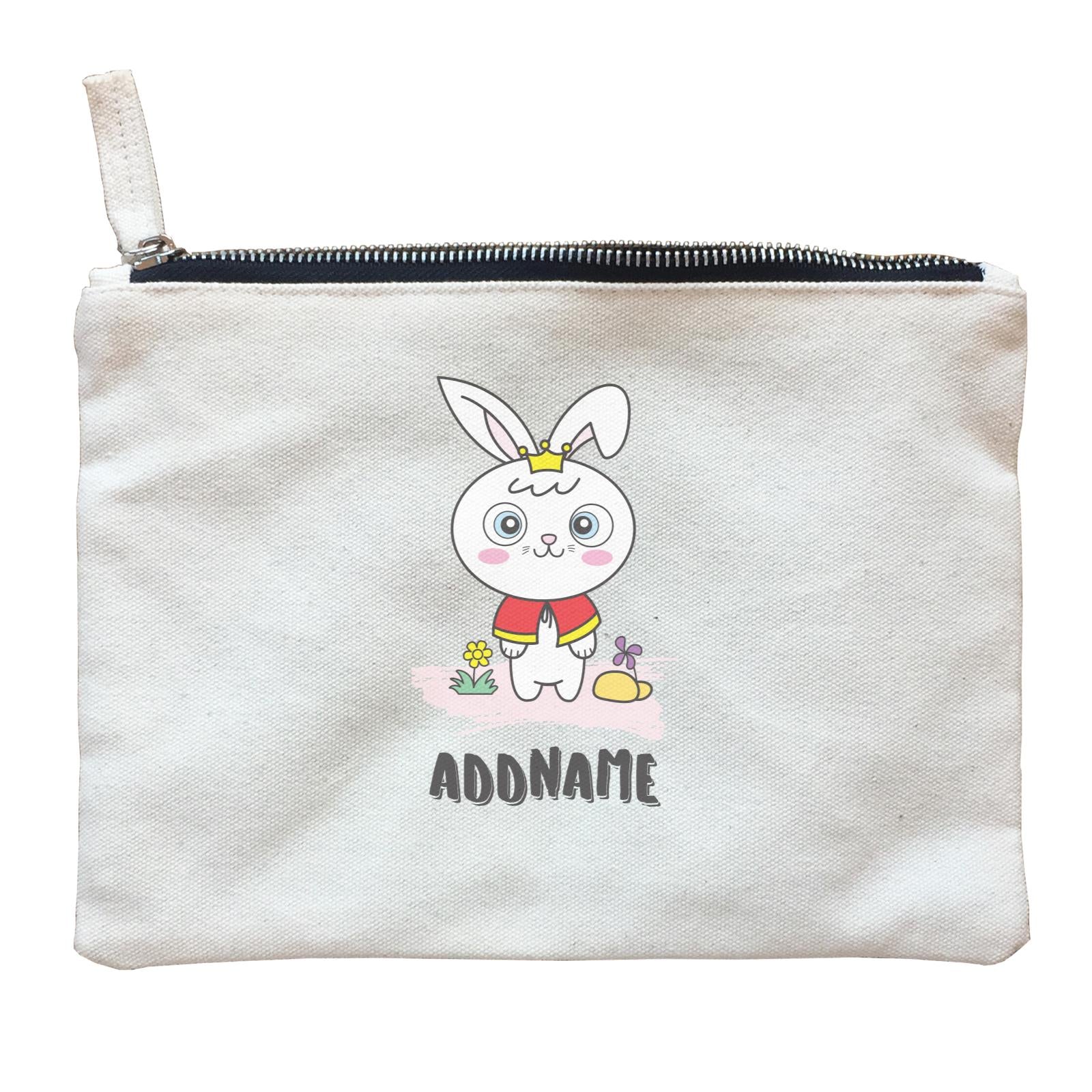 Cool Cute Animals Rabbit Rabbit With Crown Addname Zipper Pouch
