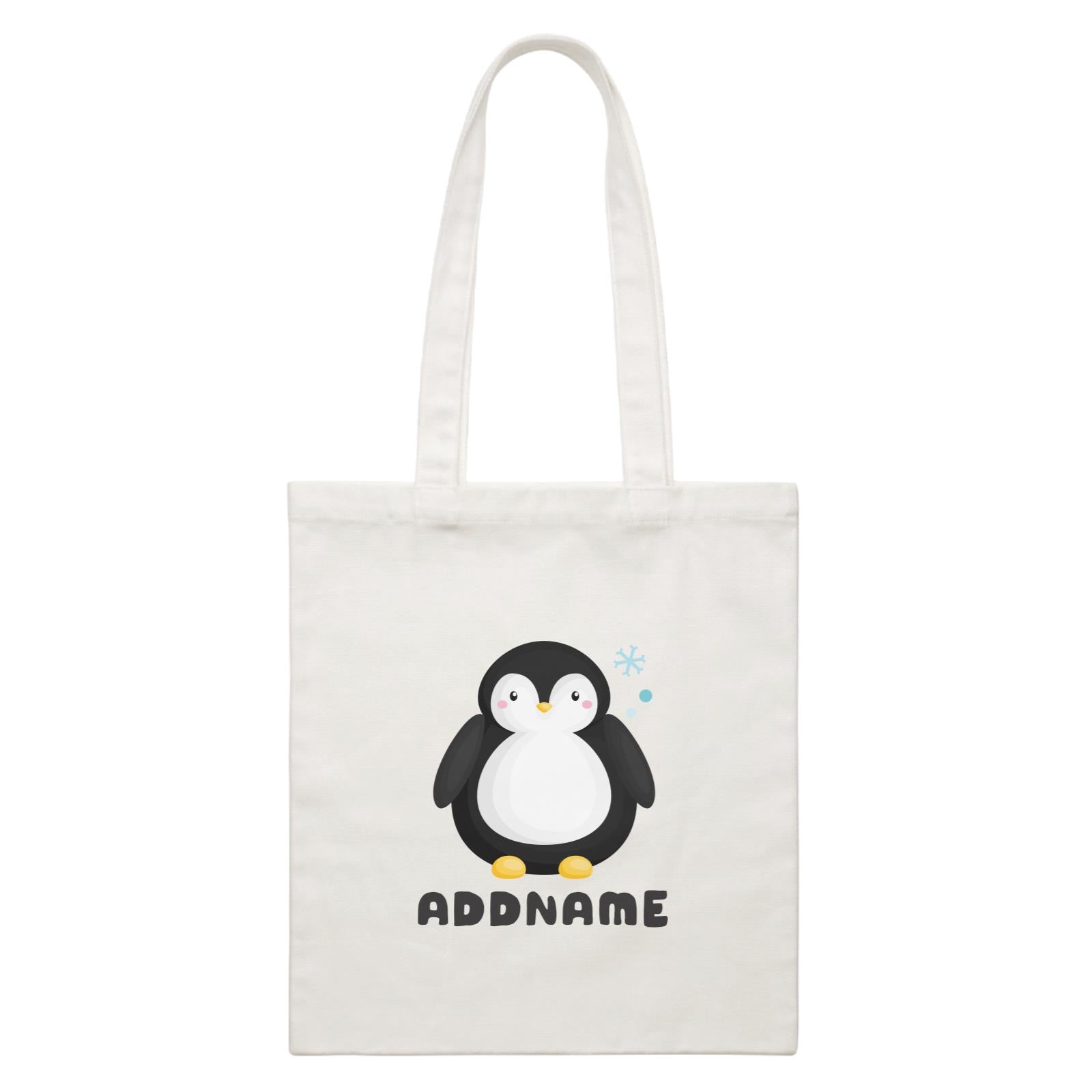 Birthday Winter Animals Big Penguin Addname White Canvas Bag
