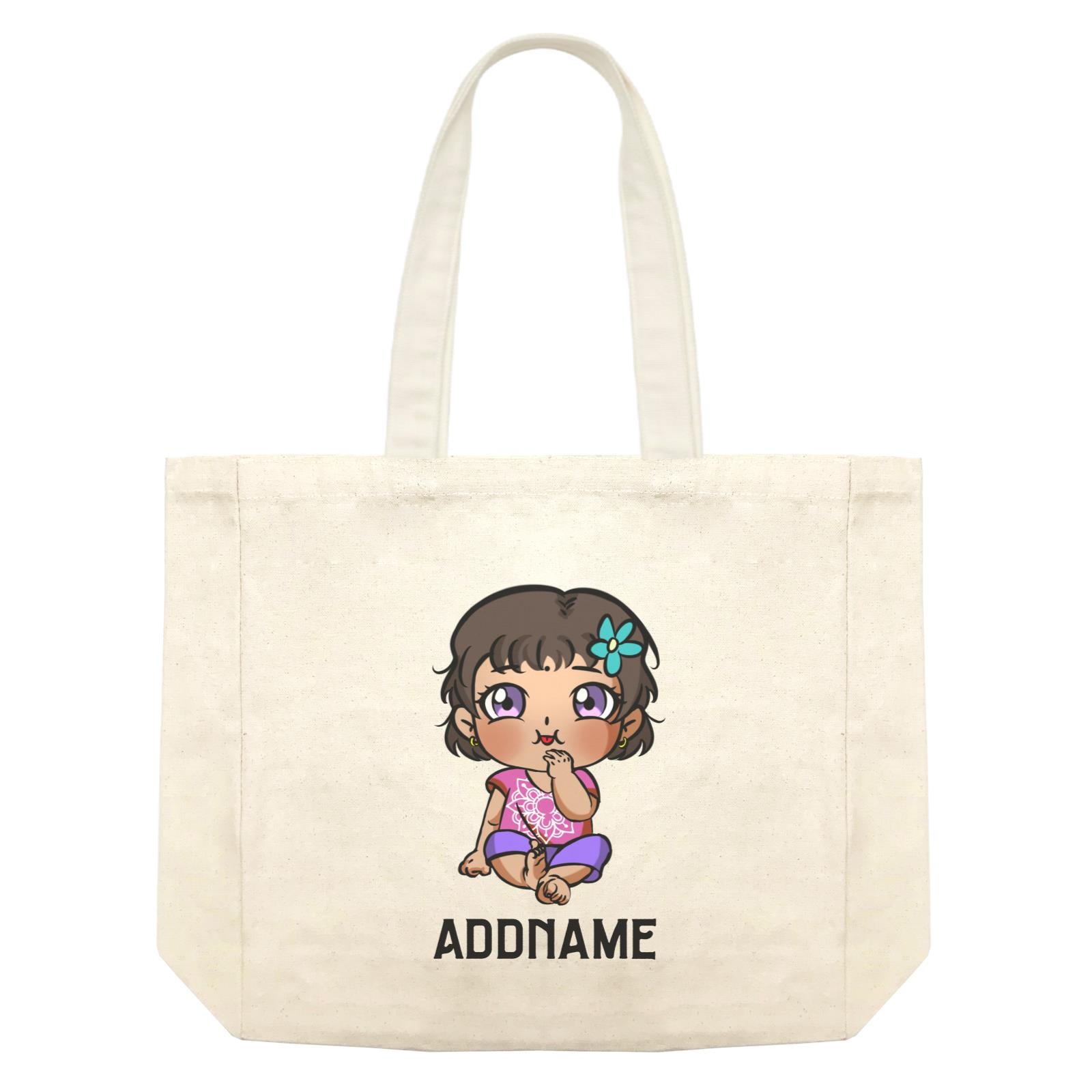 Deepavali Series Chibi Baby Girl Front Addname Shopping Bag