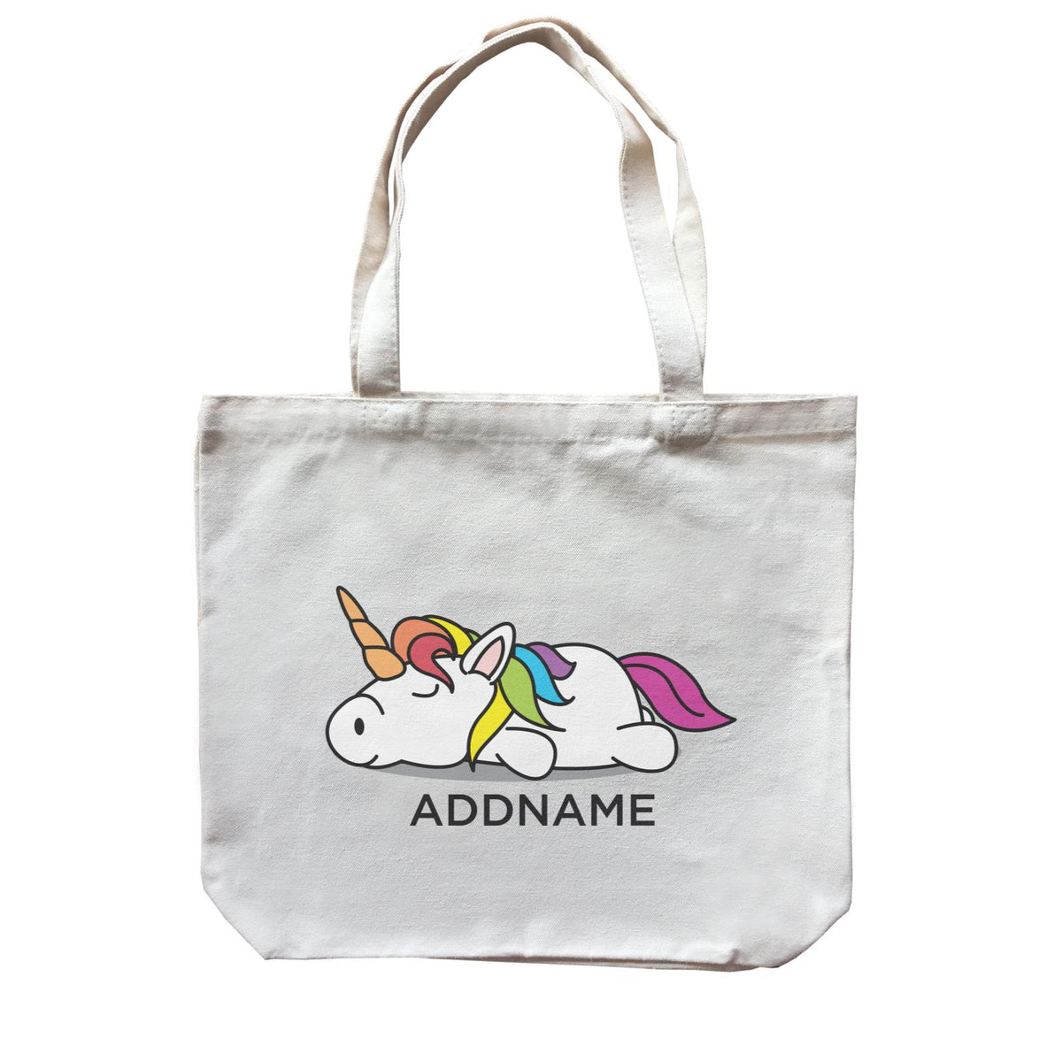 Lazy Colourful Unicorn Addname Canvas Bag