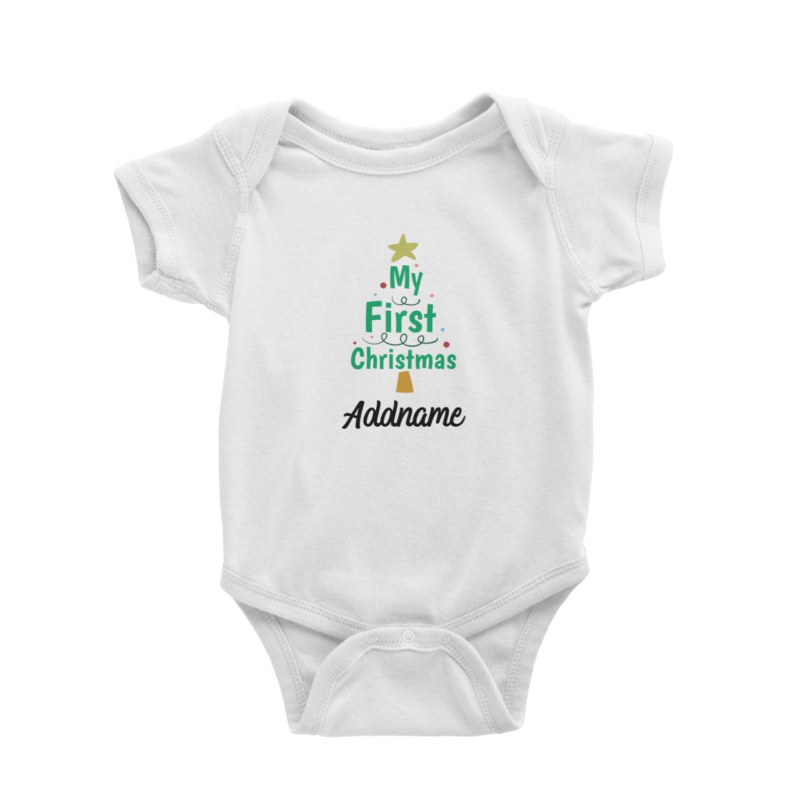 Christmas Series My First Christmas Christmas Tree Typography Baby Romper