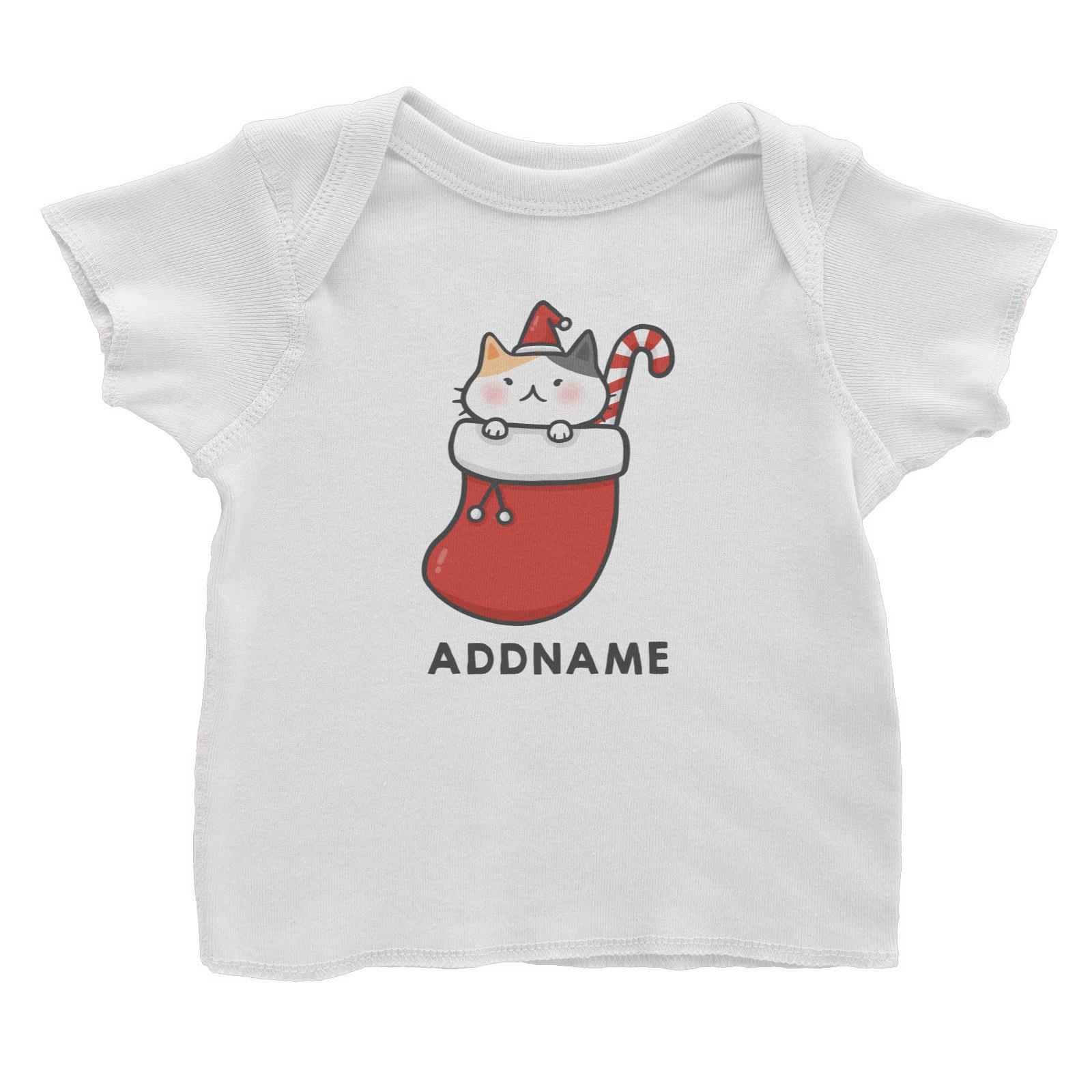 Xmas Cute Cat In Christmas Sock Addname Accessories Baby T-Shirt