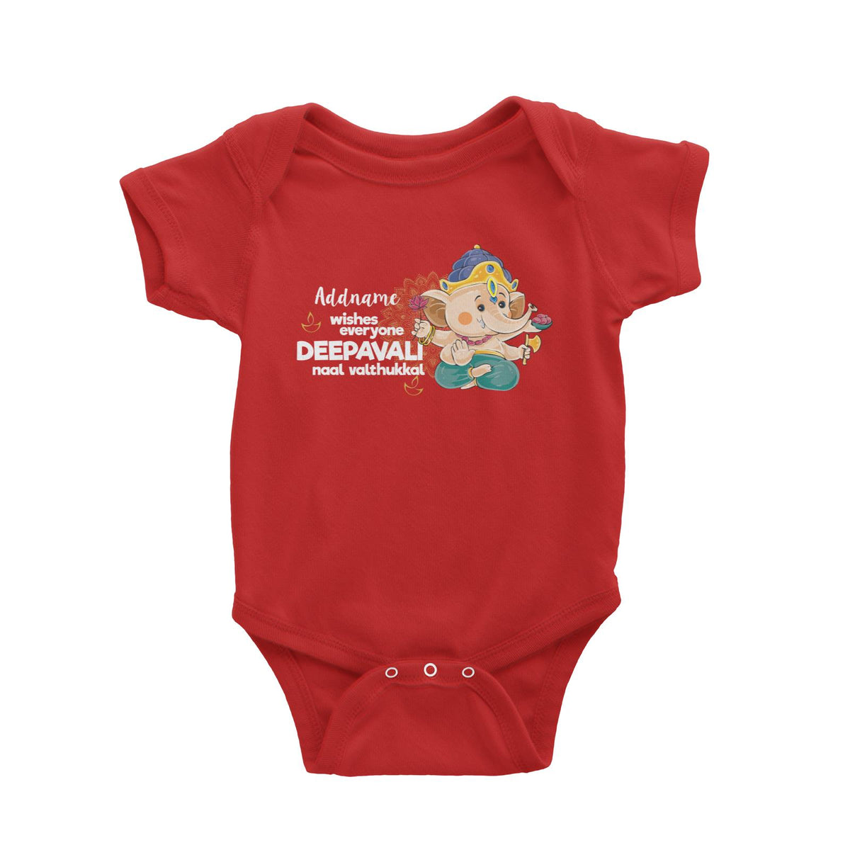 Cute Ganesha Addname Wishes Everyone Deepavali Baby Romper