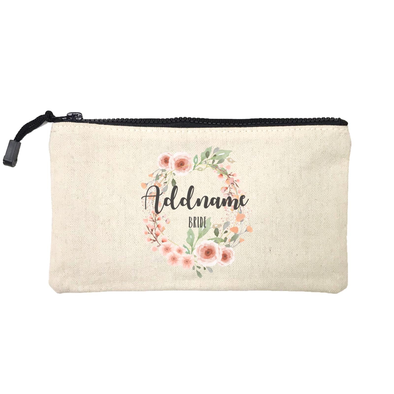 Bridesmaid Floral Sweet 2 Watercolour Flower Wreath Bride Addname Mini Accessories Stationery Pouch