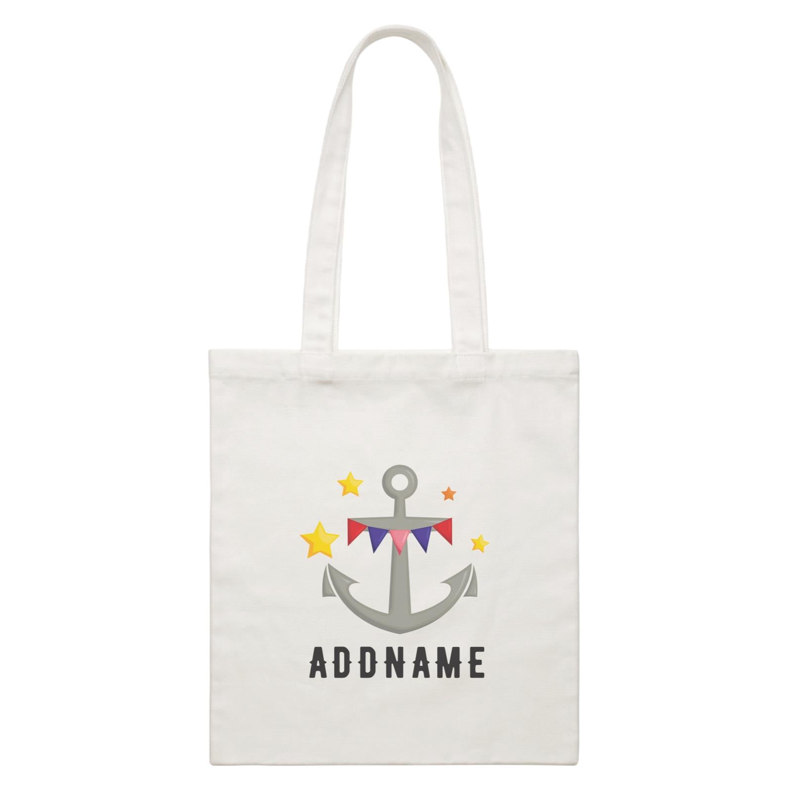 Birthday Sailor Anchor Addname White Canvas Bag