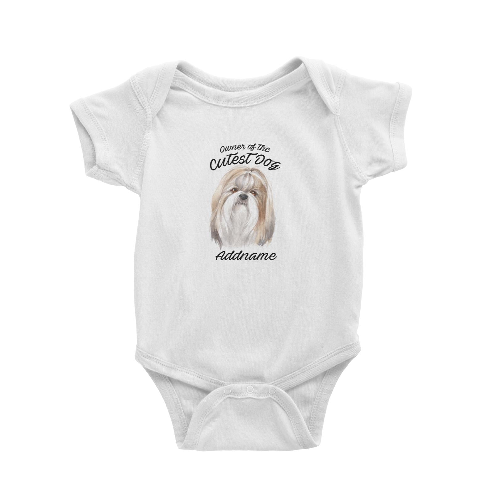 Watercolor Dog Owner Of The Cutest Dog Shih Tzu Addname Baby Romper
