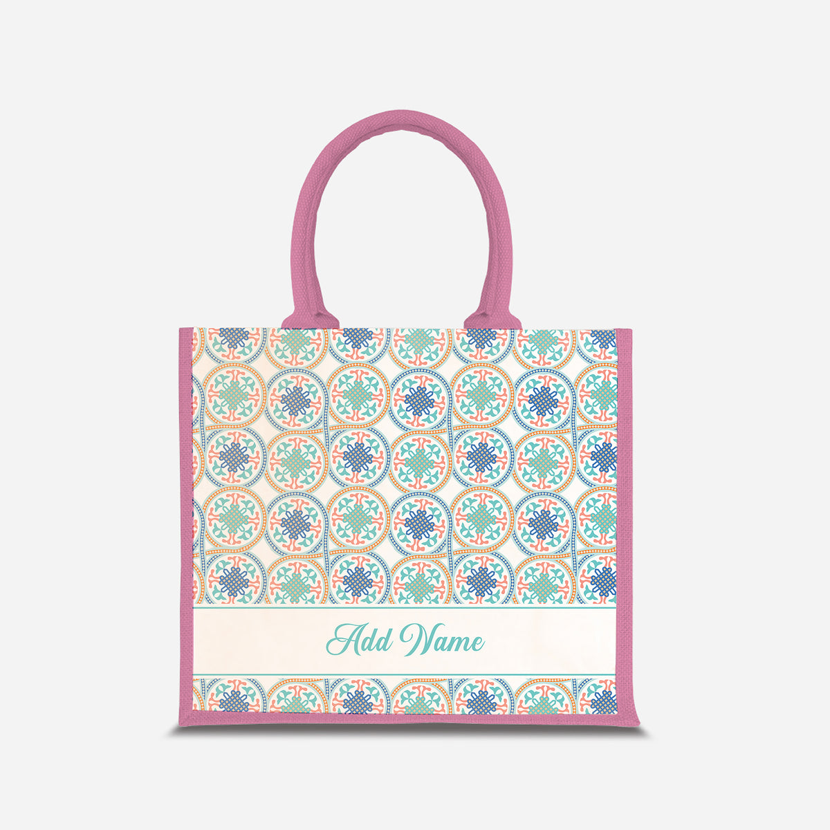 Moroccan Series Half Lining Jute Bag - Chahid Light Pink
