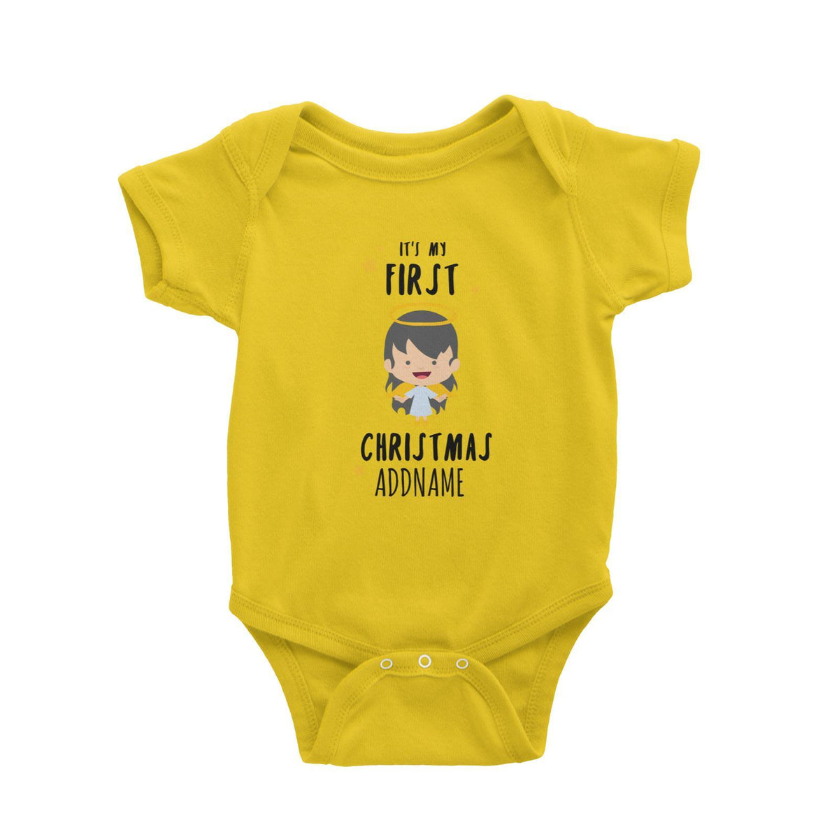 Cute Girl Angel First Christmas Addname Baby Romper  Personalizable Designs