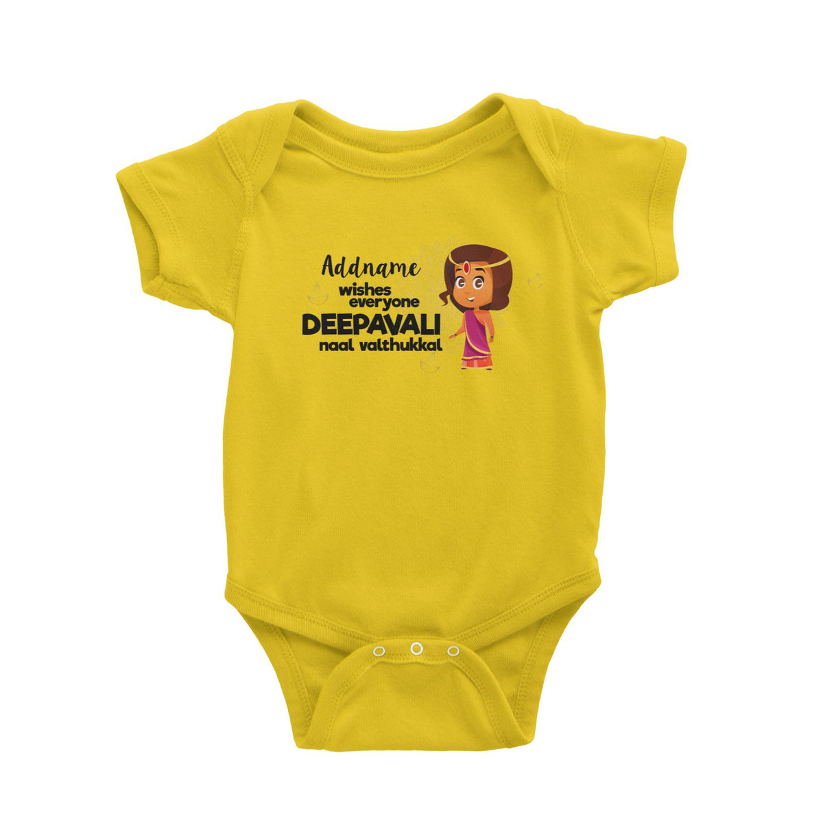 Cute Girl Wishes Everyone Deepavali Addname Baby Romper