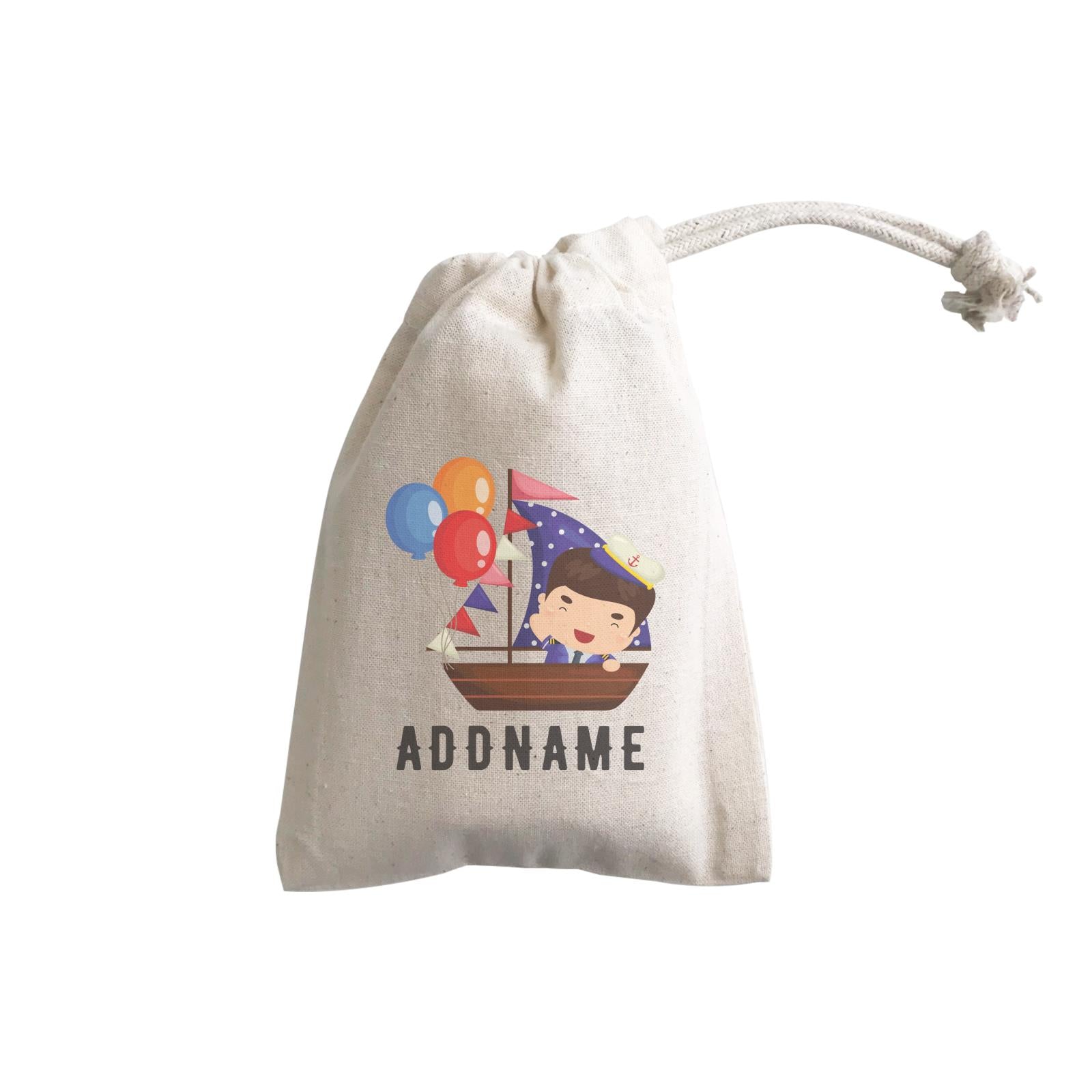 Birthday Sailor Boy In Ship With Balloon Addname  GP Gift Pouch