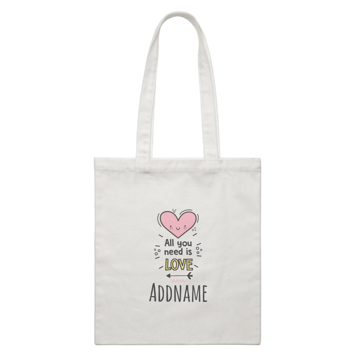 Drawn Baby Elements All You Need Is Love Addname White Canvas Bag
