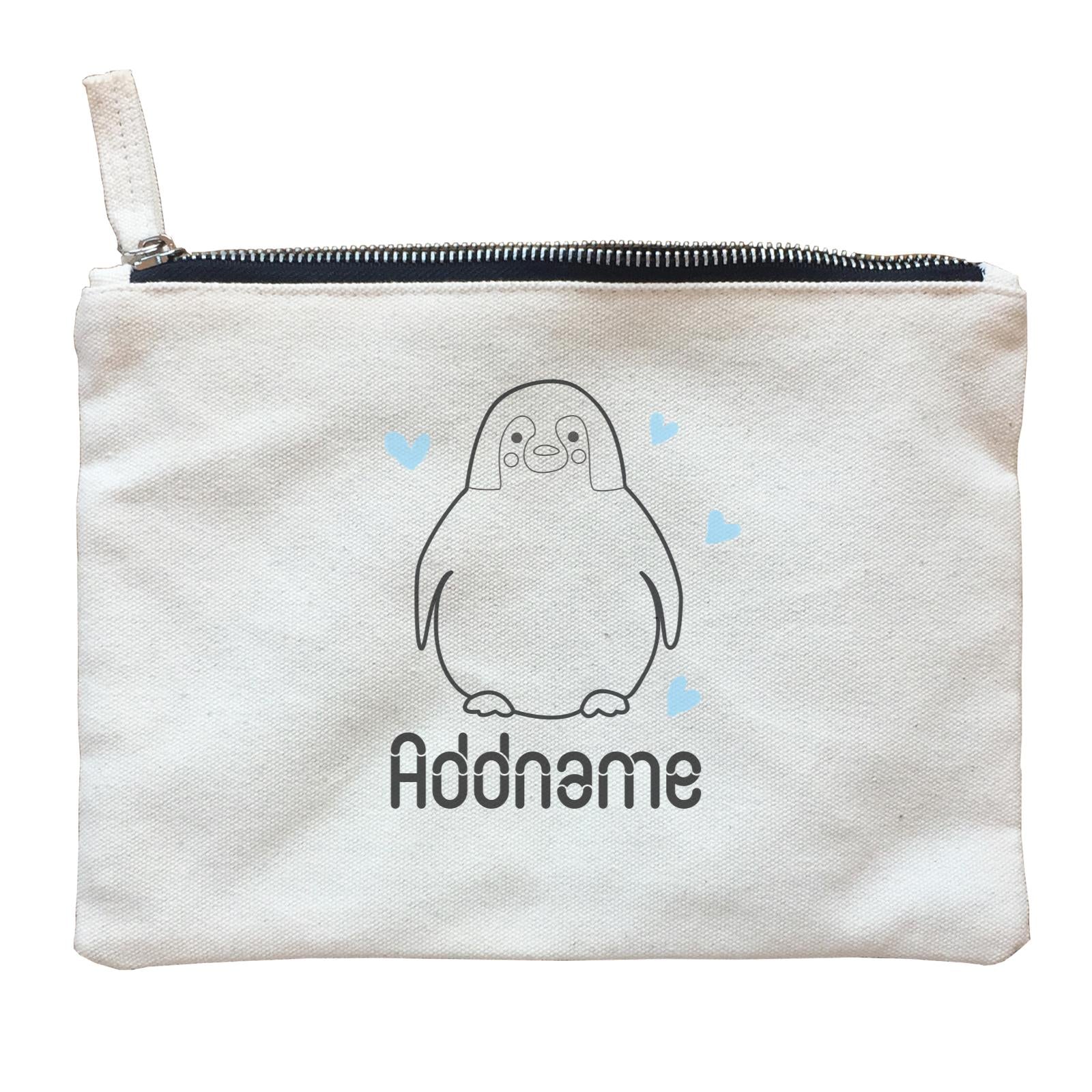 Coloring Outline Cute Hand Drawn Animals Cute Penguin Addname Zipper Pouch