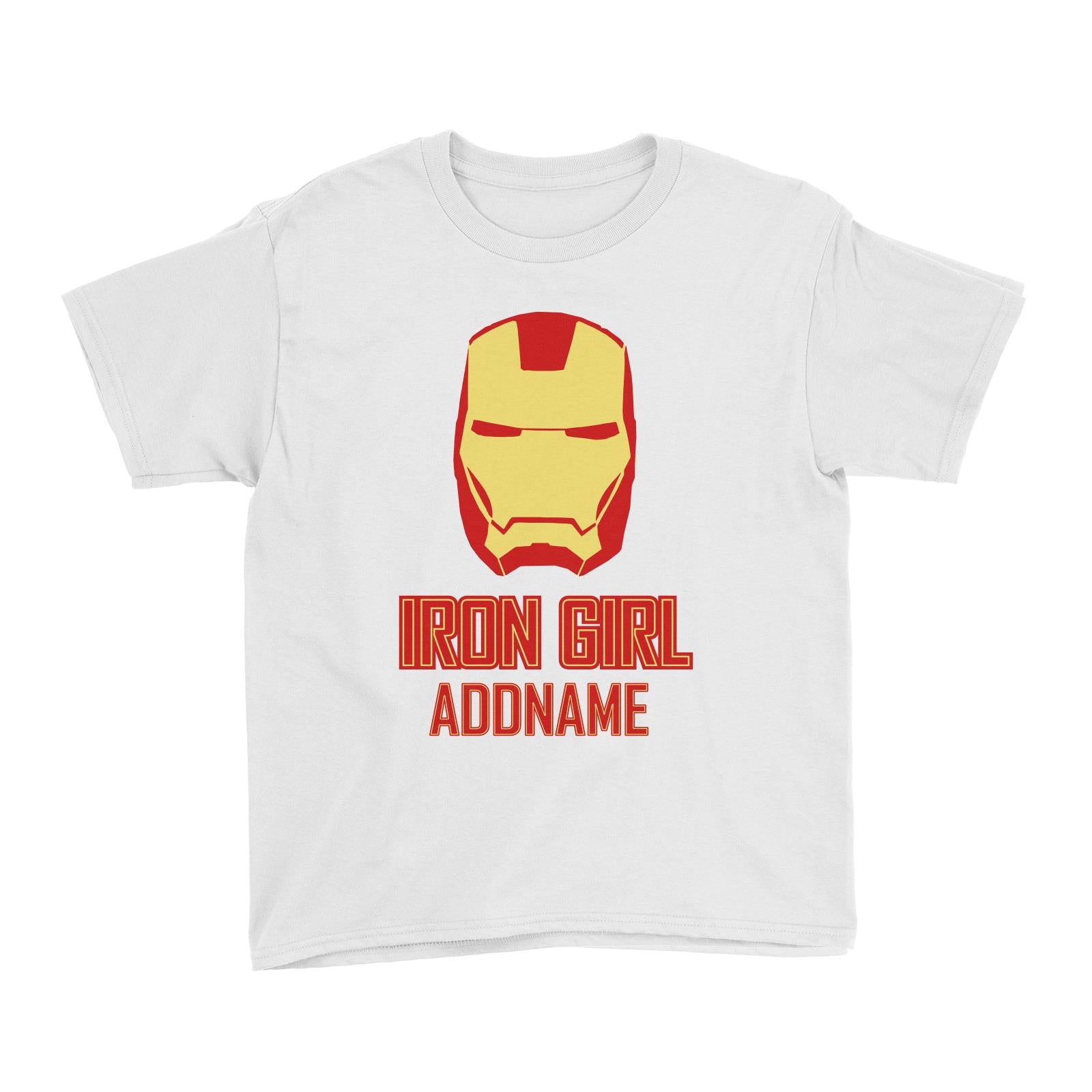 Superhero Iron Girl Addname Kid's T-Shirt  Matching Family Personalizable Designs