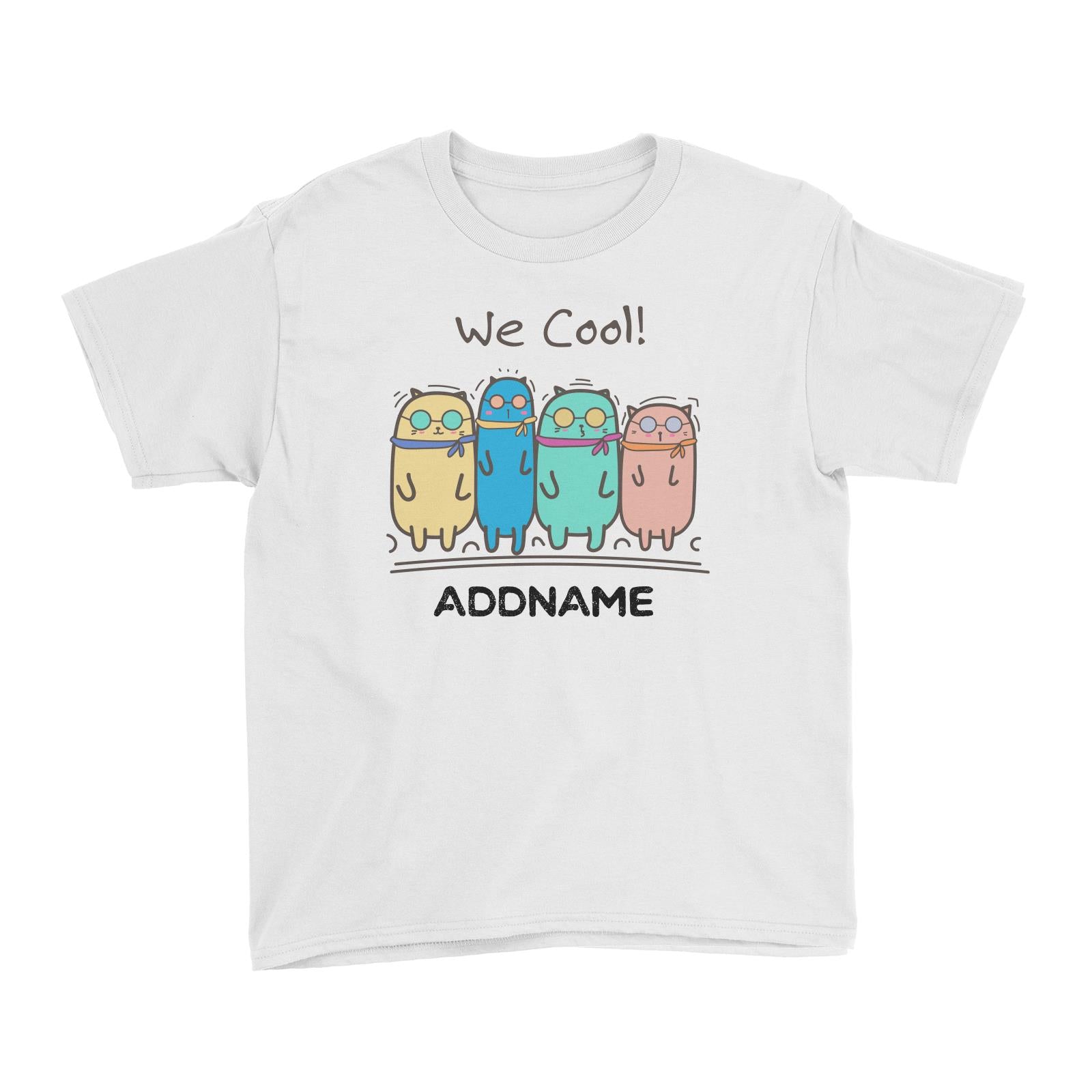 Cute Animals And Friends Series Cool Cats Group With Sunglasses Addname Kid's T-Shirt