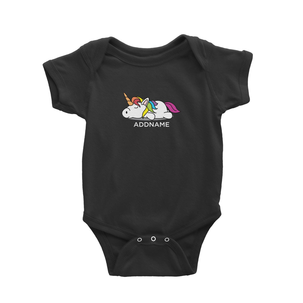 Lazy Colourful Unicorn Addname Baby Romper