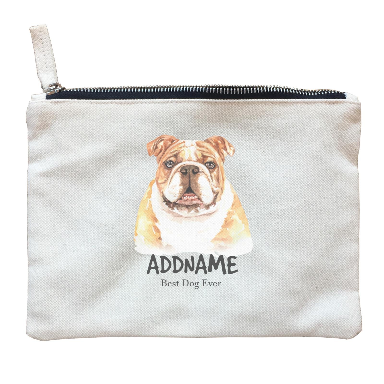 Watercolor Dog English Bulldog Best Dog Ever Addname Zipper Pouch