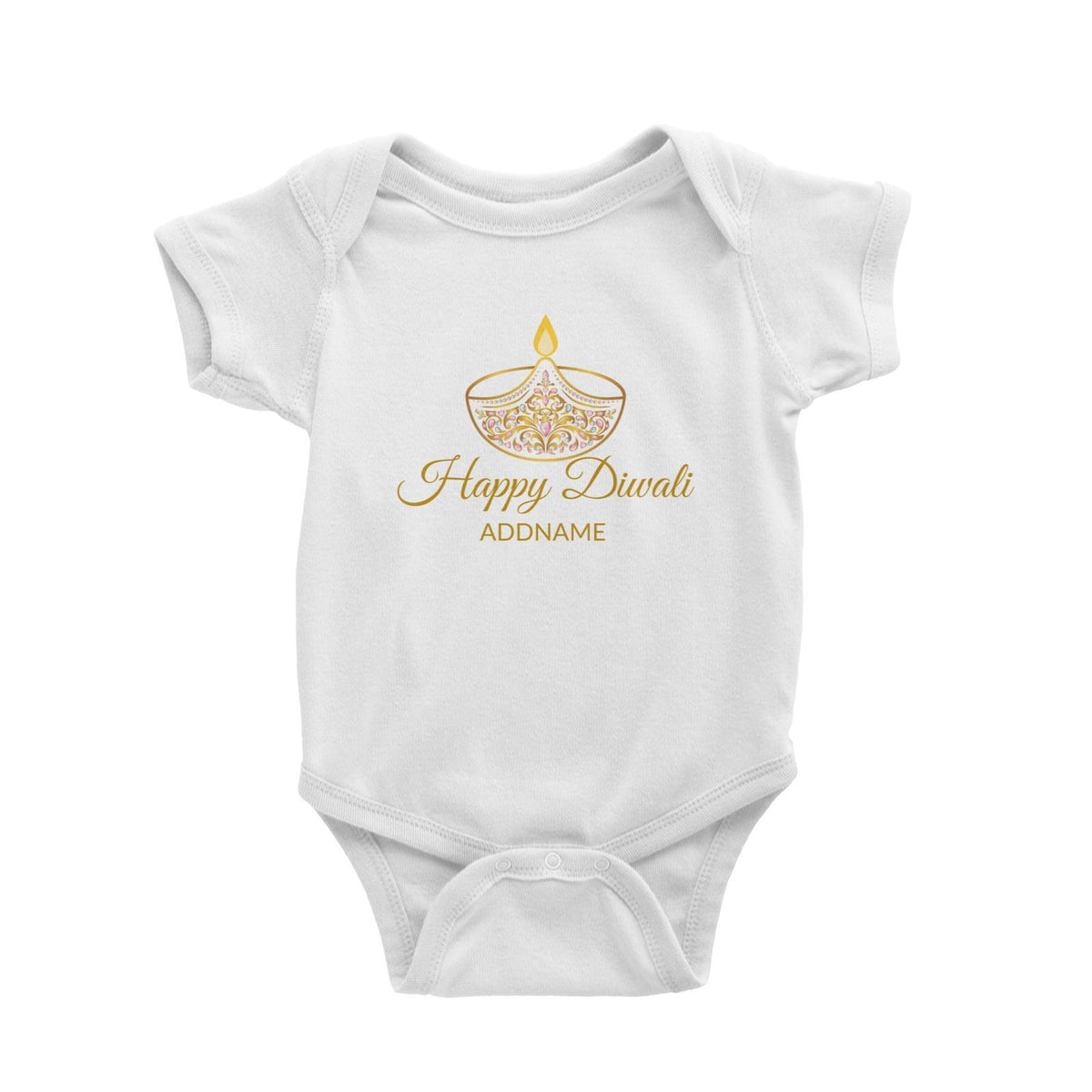 Happy Diwali with Ornamental Diyas Addname Baby Romper