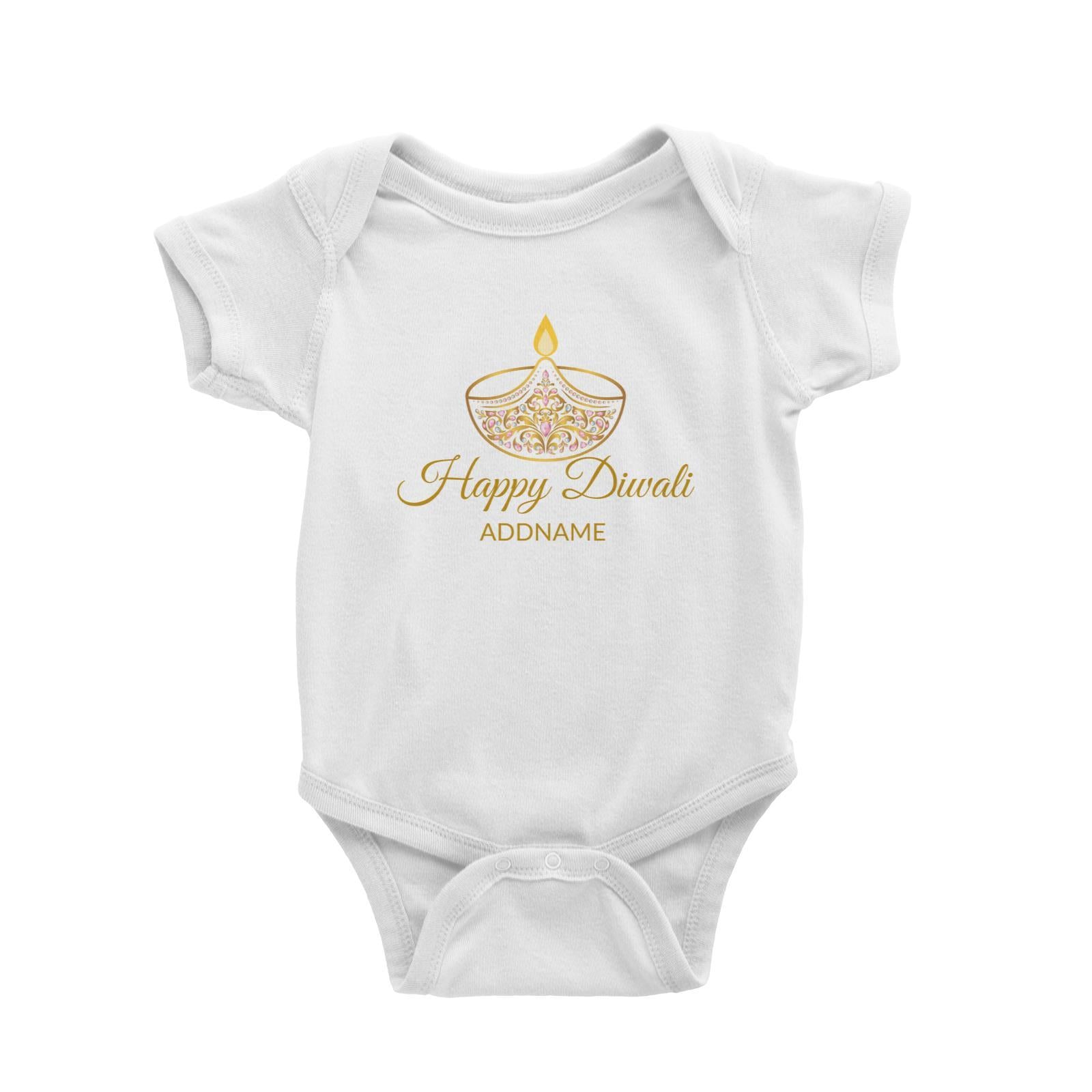 Happy Diwali with Ornamental Diyas Addname Baby Romper