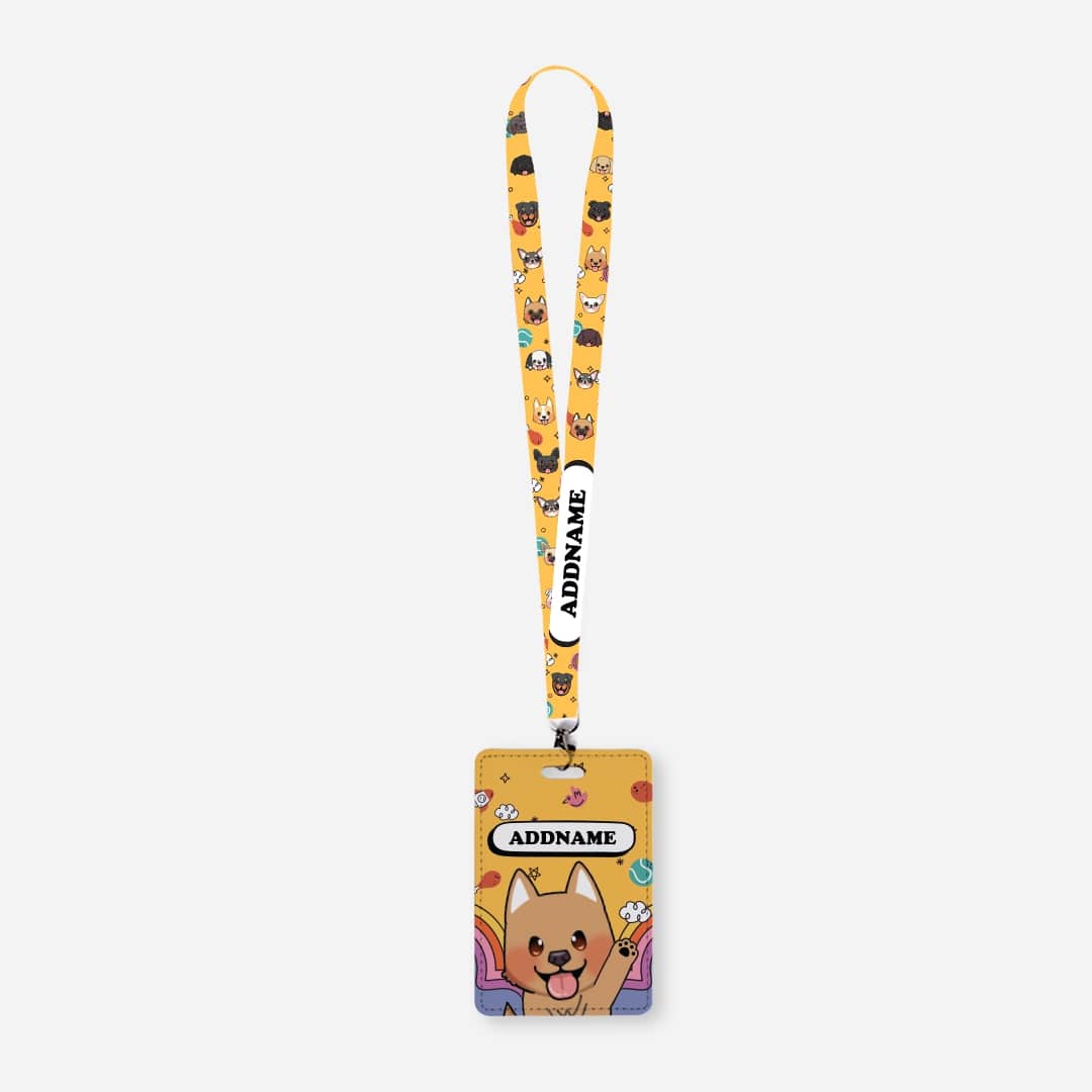 Paw Print Series Lanyard with Cardholder - Brown Mix