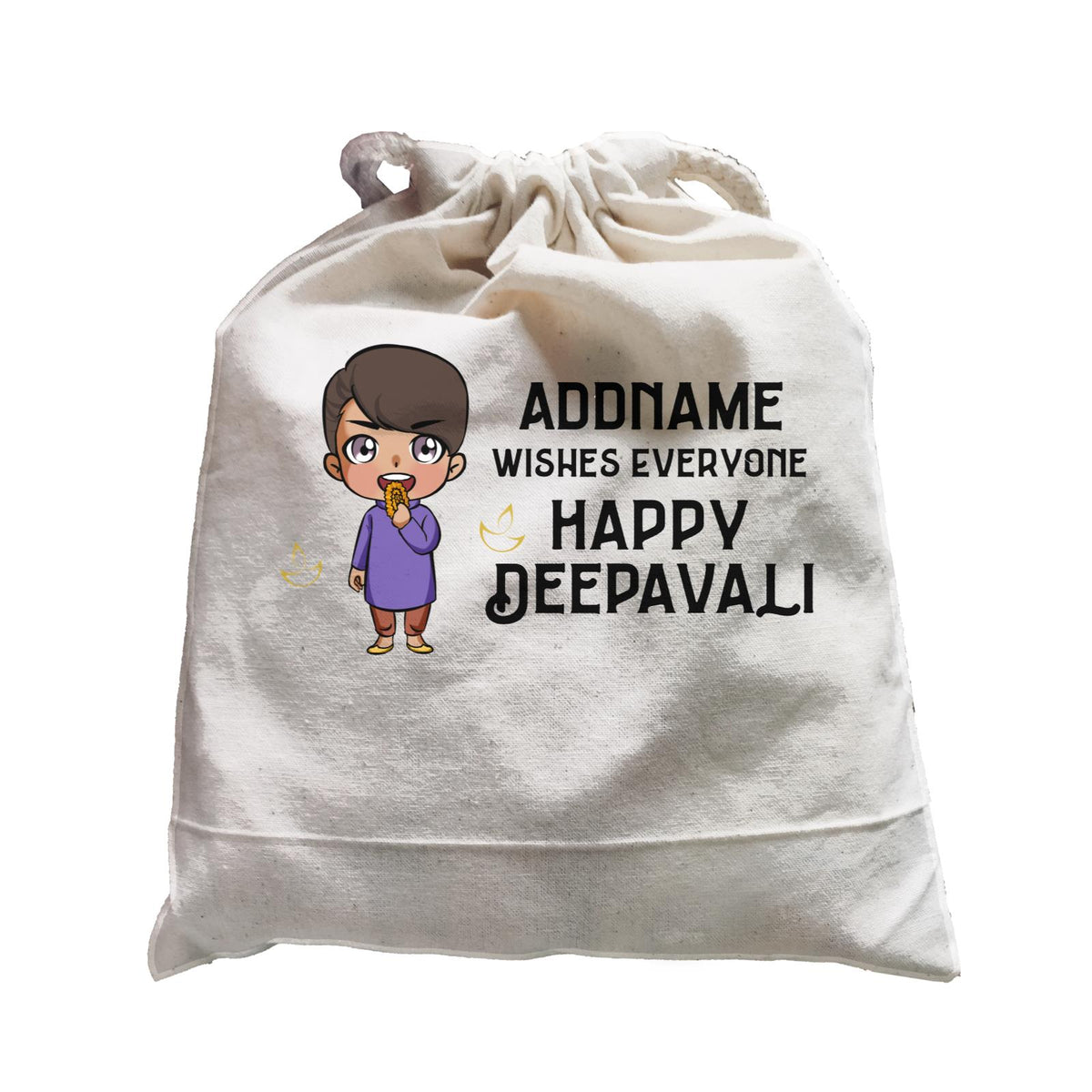 Deepavali Chibi Little Boy Front Addname Wishes Everyone Deepavali Satchel