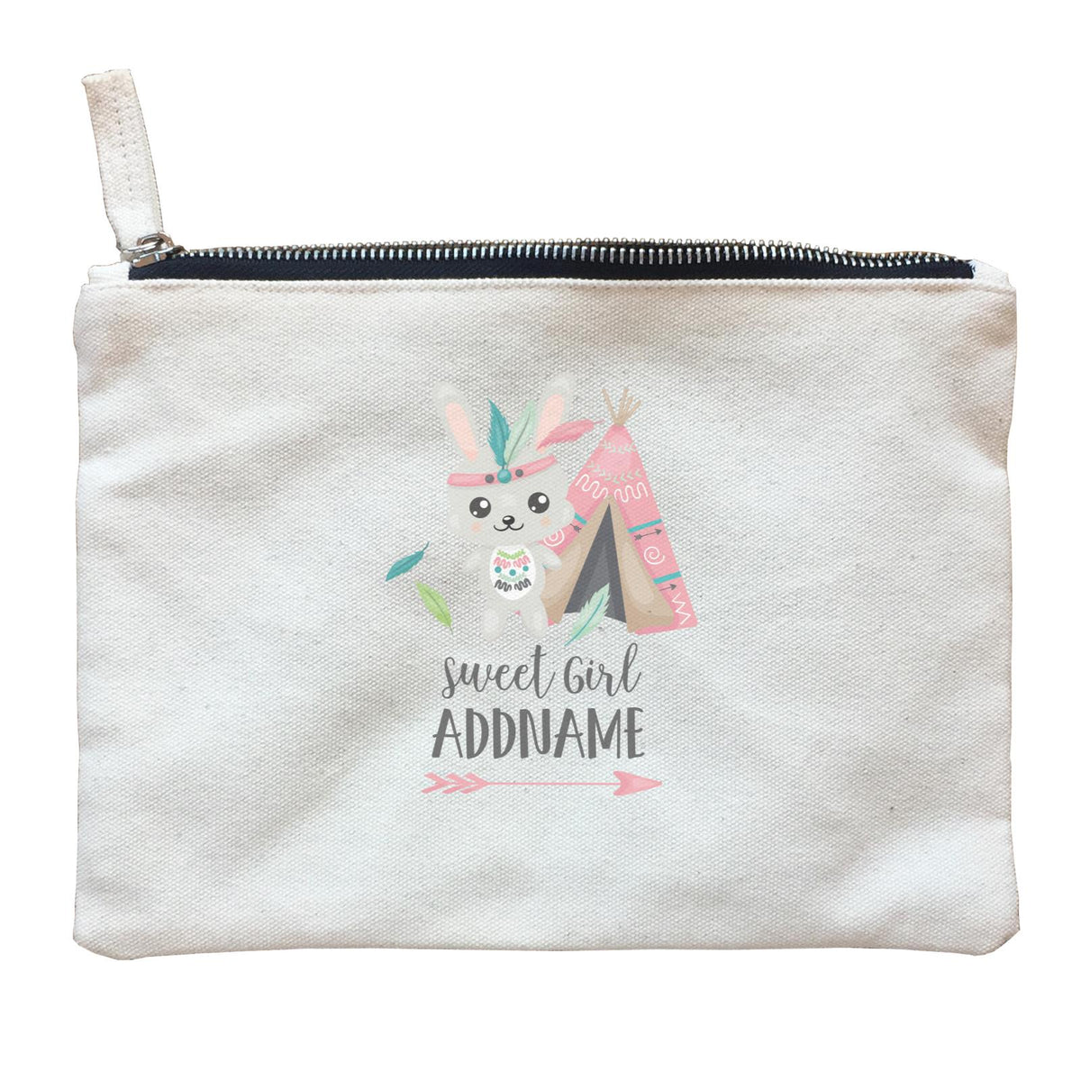 Cute Tribe Animals Rabbit Sweet Girl Addname Zipper Pouch