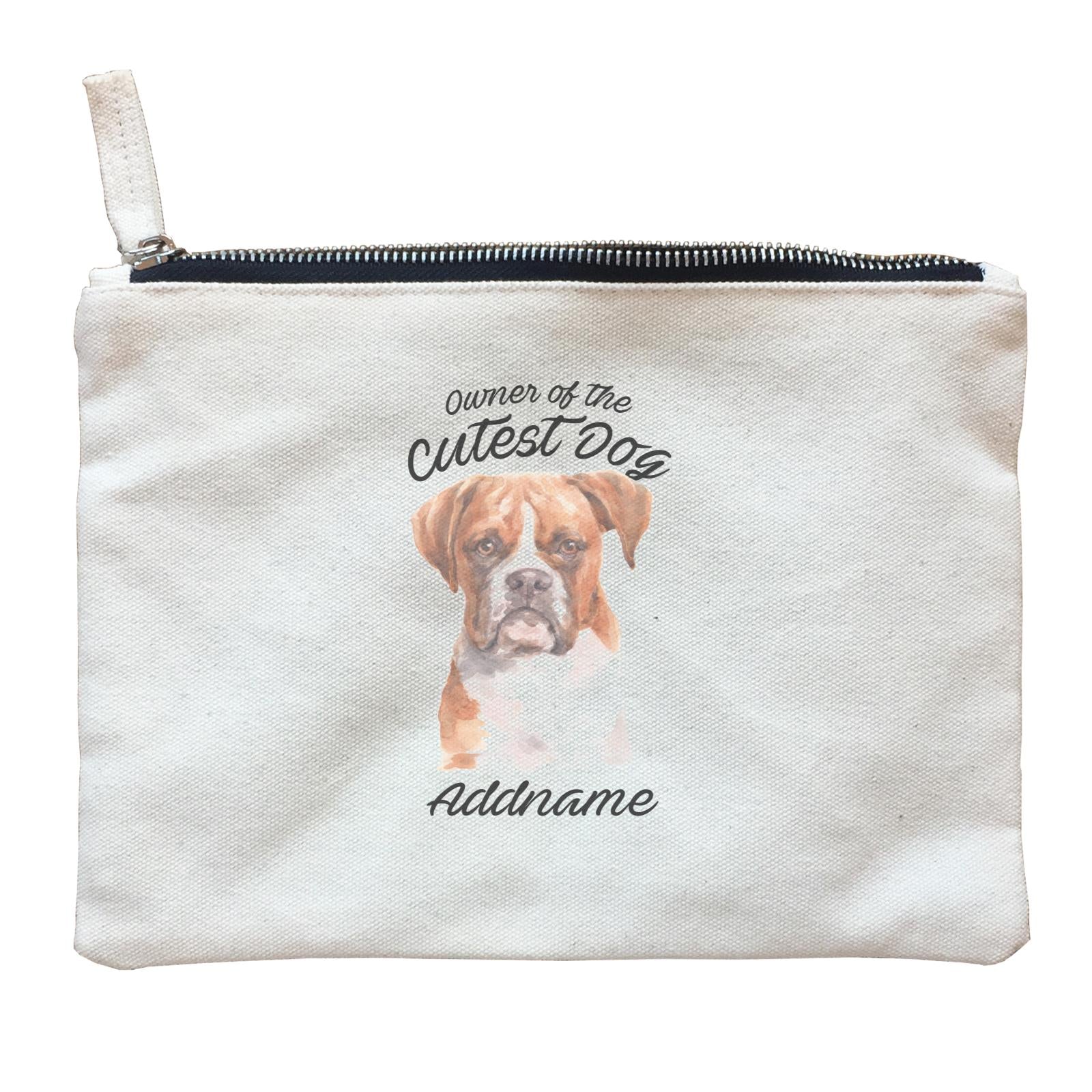 Watercolor Dog Owner Of The Cutest Dog Boxer Brown Ears Addname Zipper Pouch