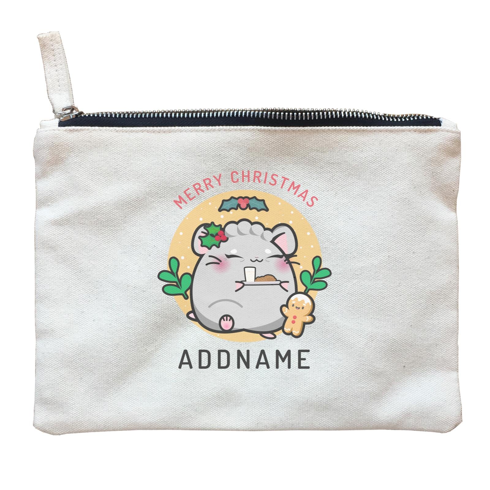 Merry Christmas Cute Santa Mistletoe Grandma Hamster Zipper Pouch