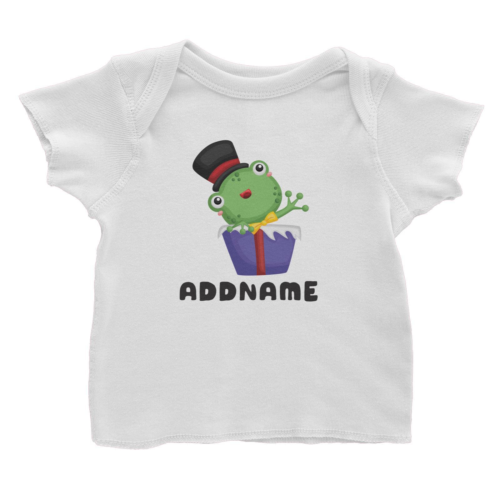 Birthday Frog Frog Wearing Hat Inside Present Box Addname Baby T-Shirt