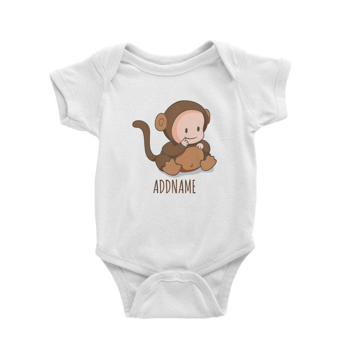Cute Baby in Brown Monkey Suit Addname Baby Romper