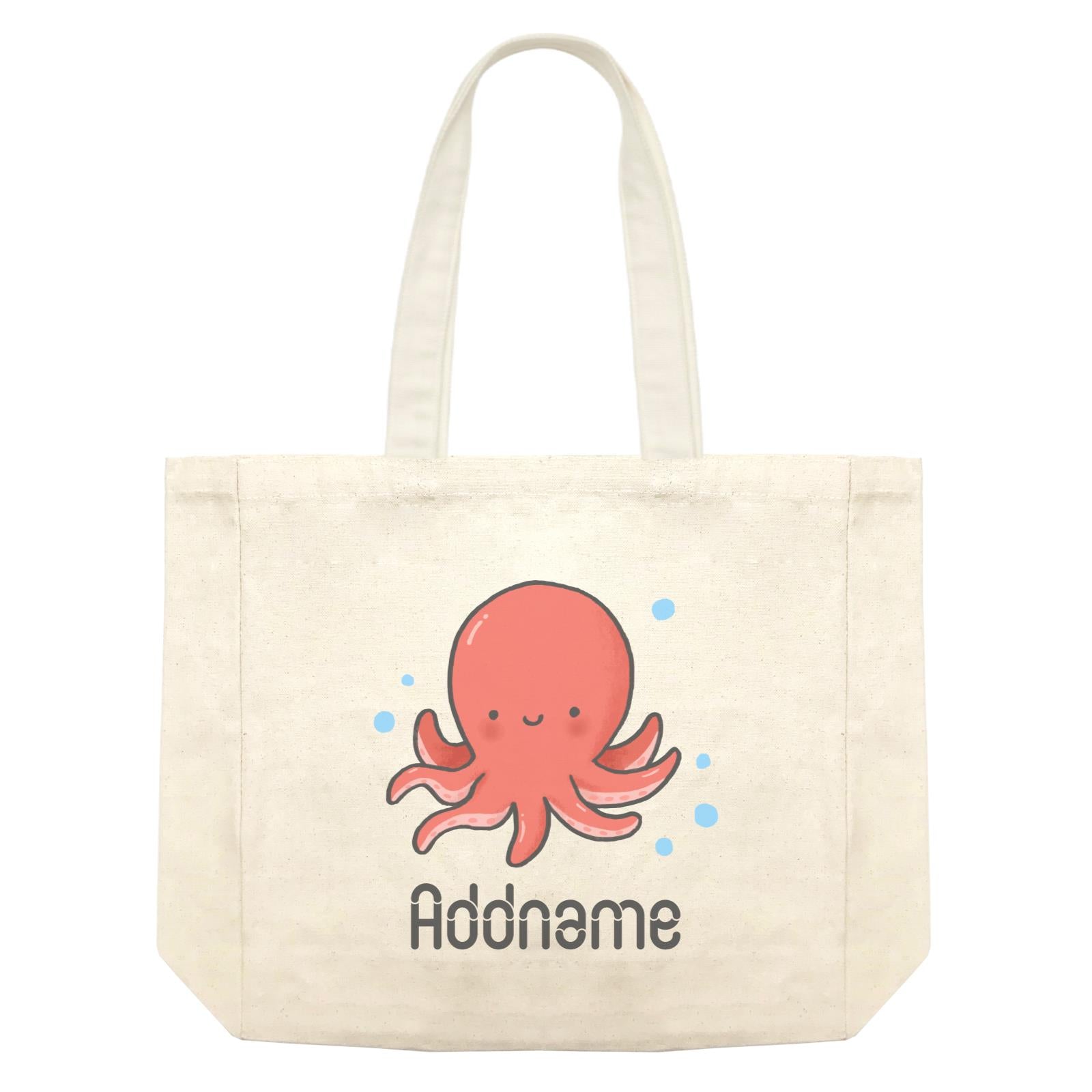 Cute Hand Drawn Style Octopus Addname Shopping Bag