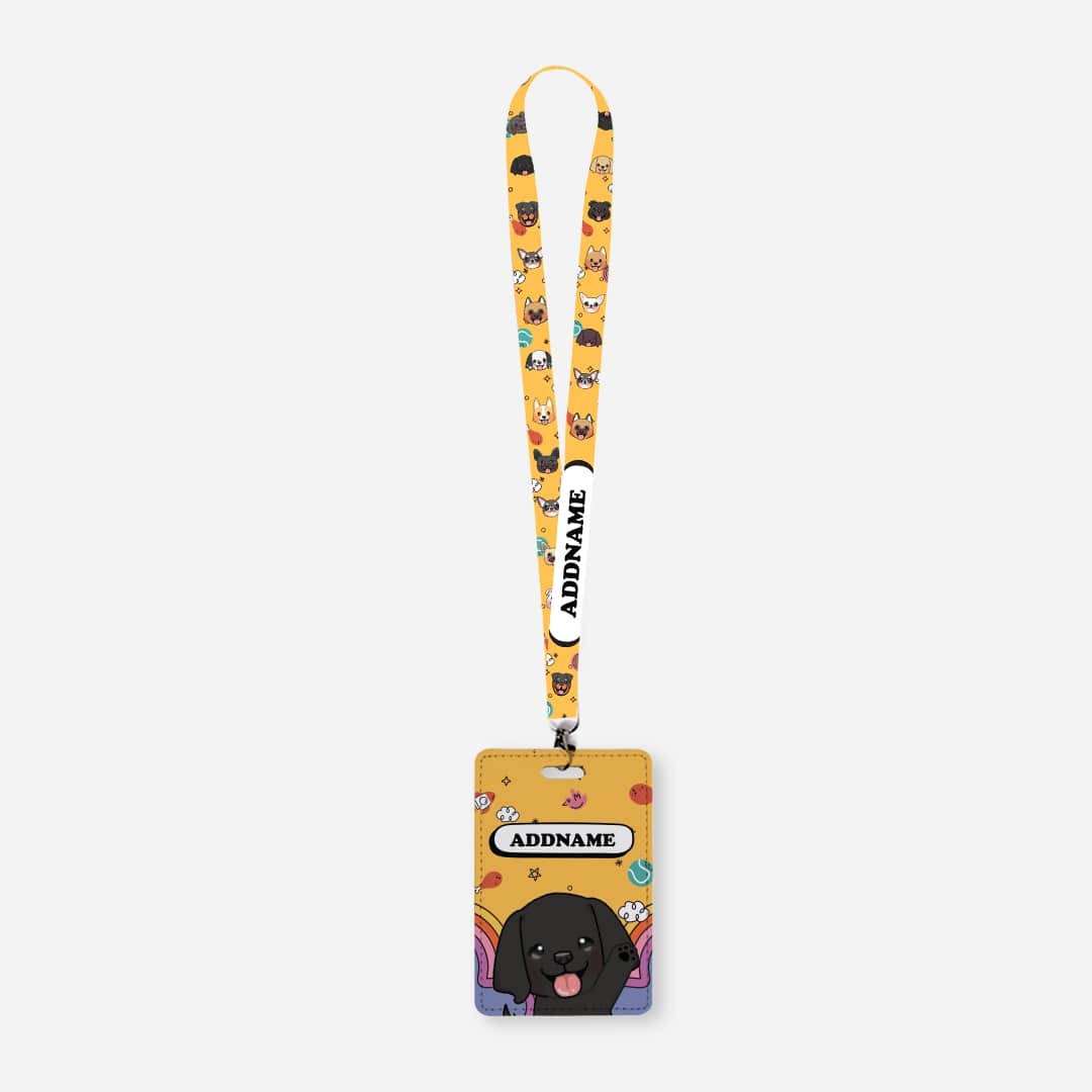 Paw Print Series Lanyard with Cardholder - Black Labrator Retriever