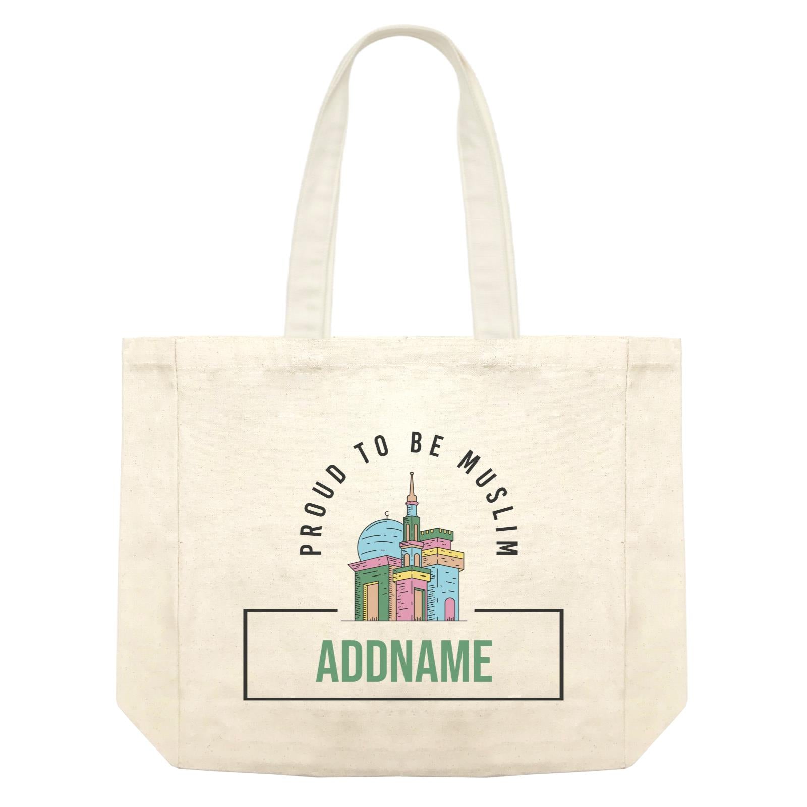 Proud To Be Muslim Colorful Mosque Addname Shopping Bag